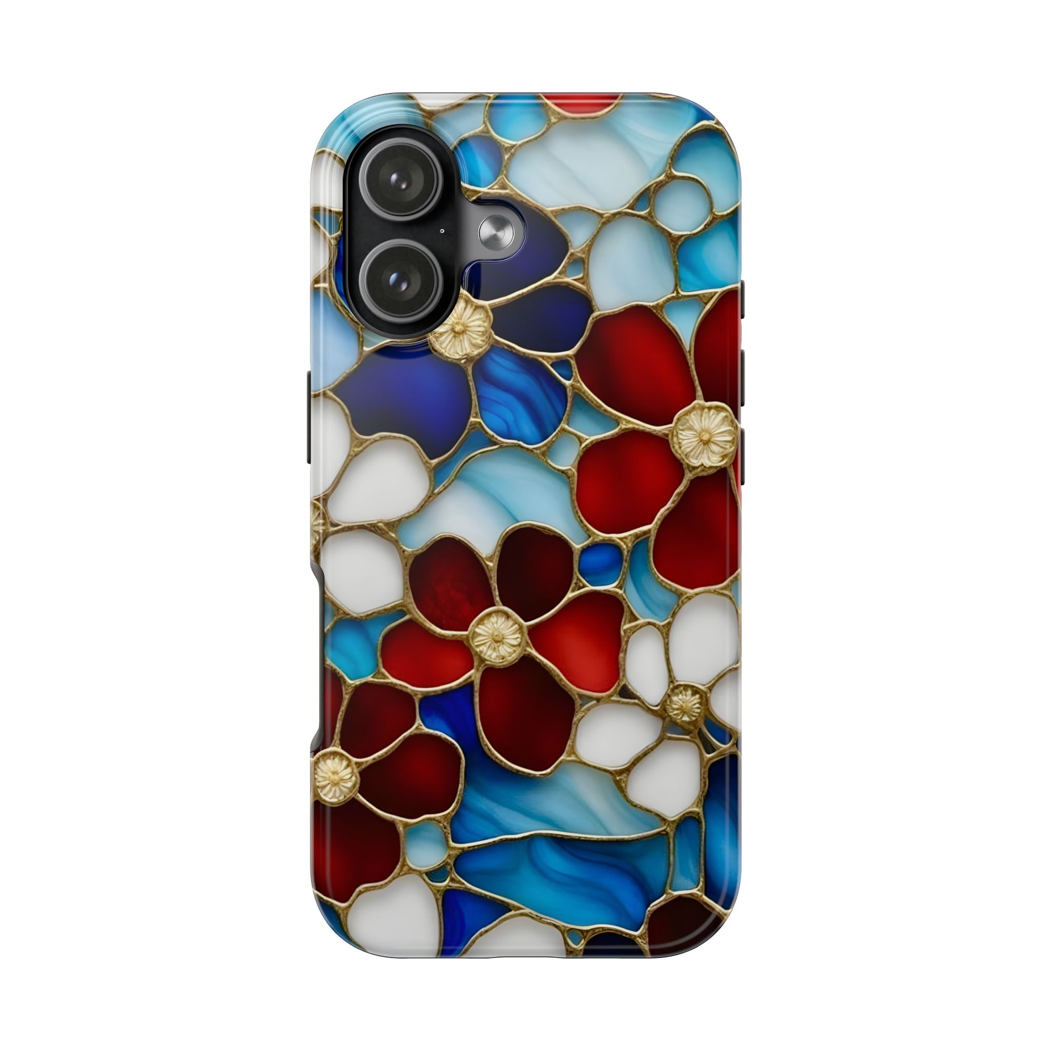 Red Floral Stained Glass Inspired Phone Case for iPhone and Samsung Galaxy Series
