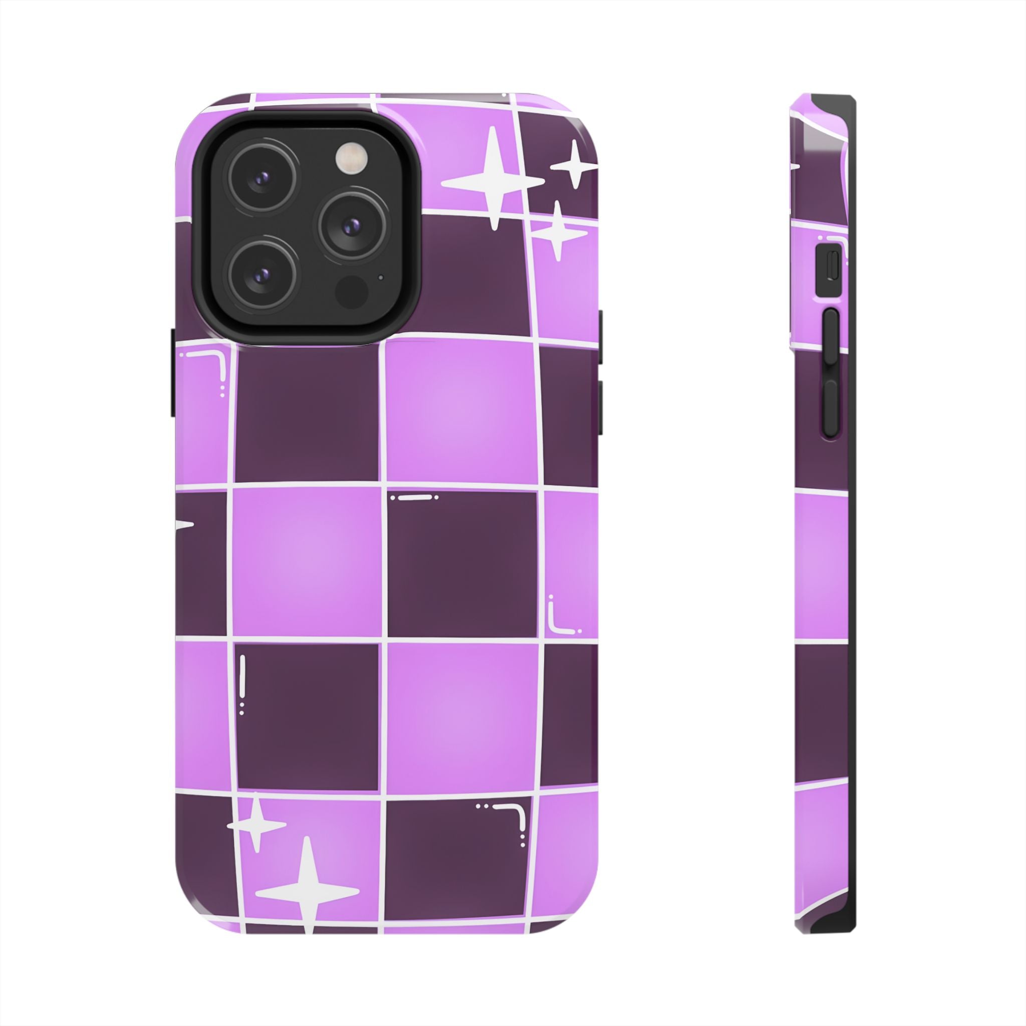 Purple Checkerboard Tough Phone Case for iPhone and Samsung Galaxy Series
