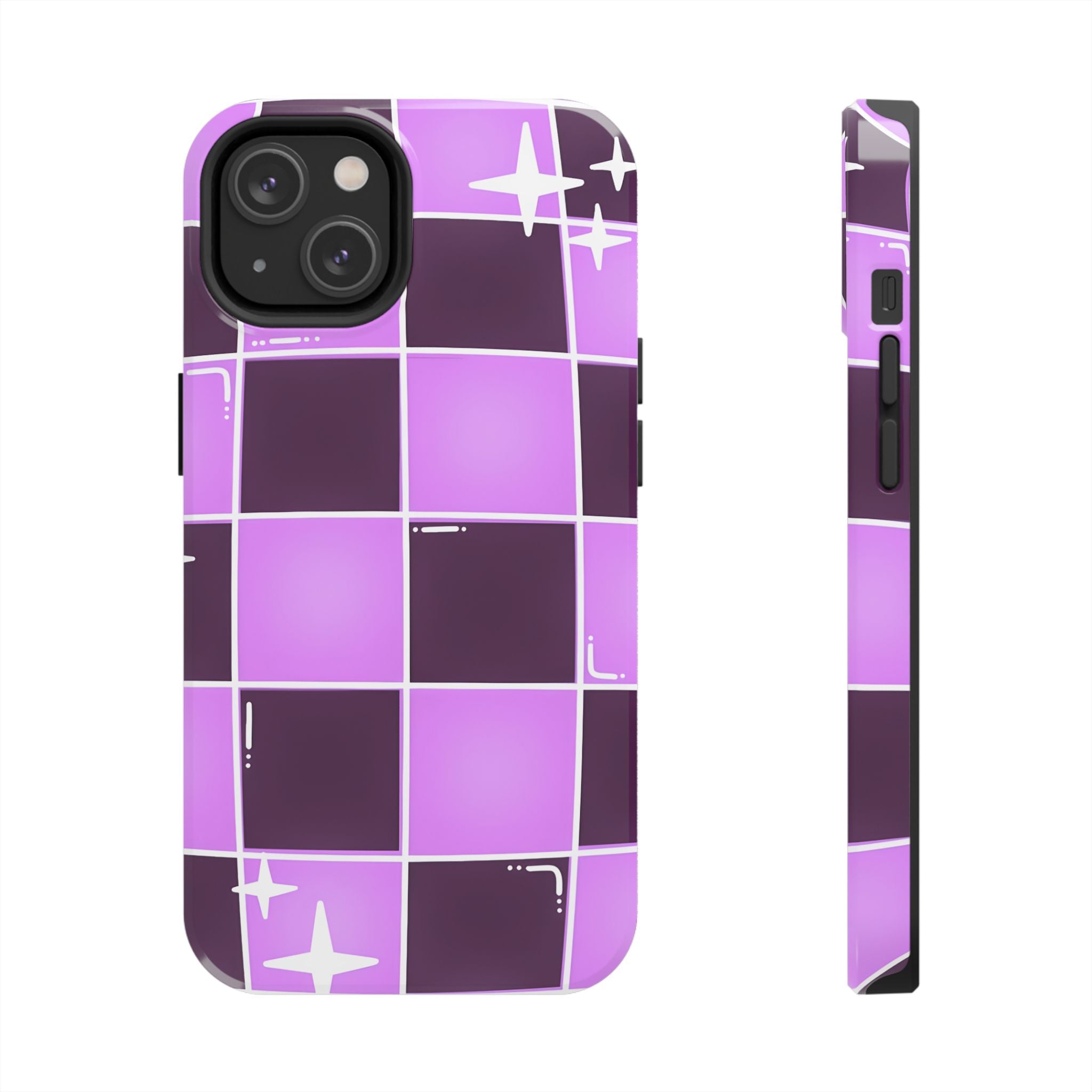 Purple Checkerboard Tough Phone Case for iPhone and Samsung Galaxy Series