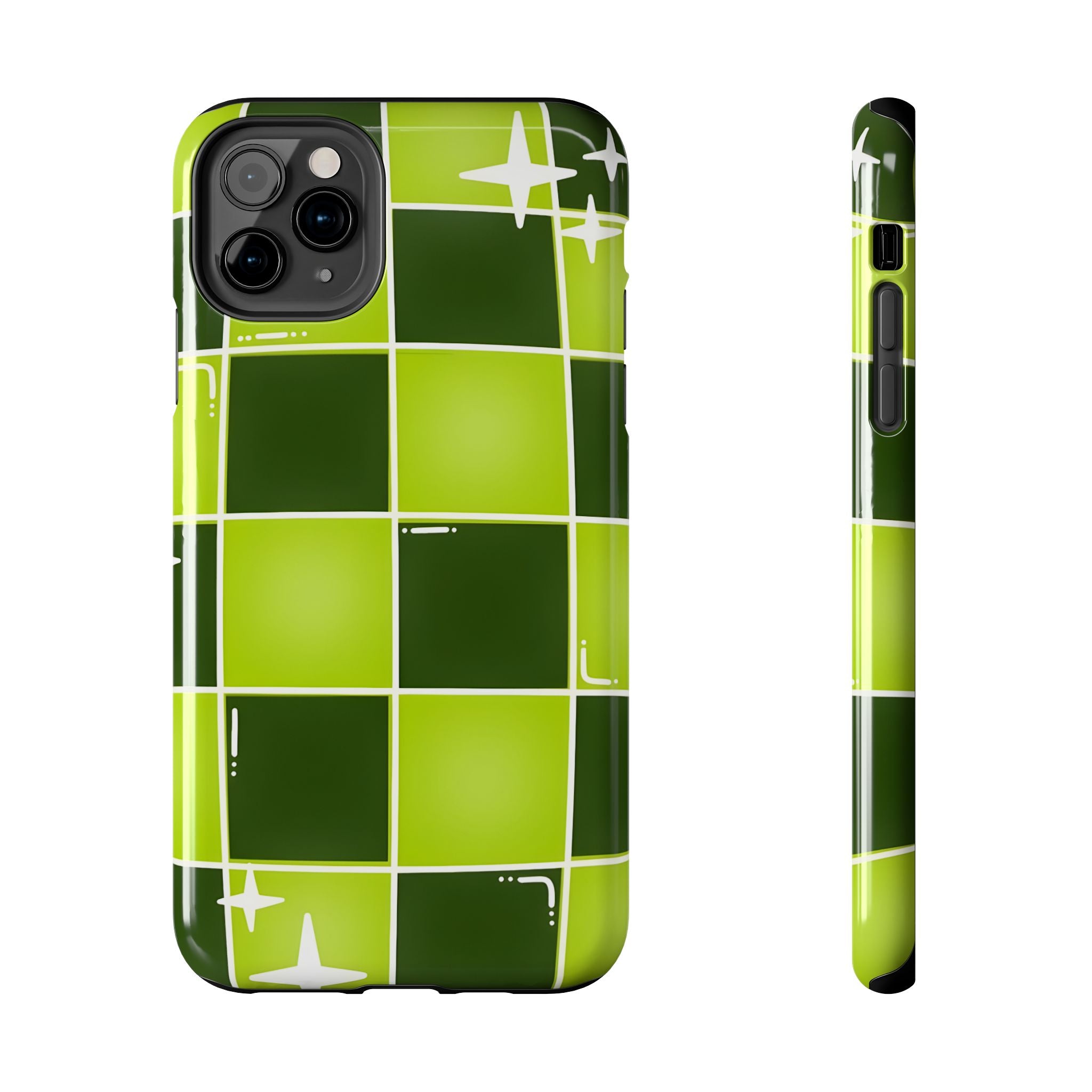 Green Checkered Tough Phone Case for iPhone and Samsung Galaxy Series
