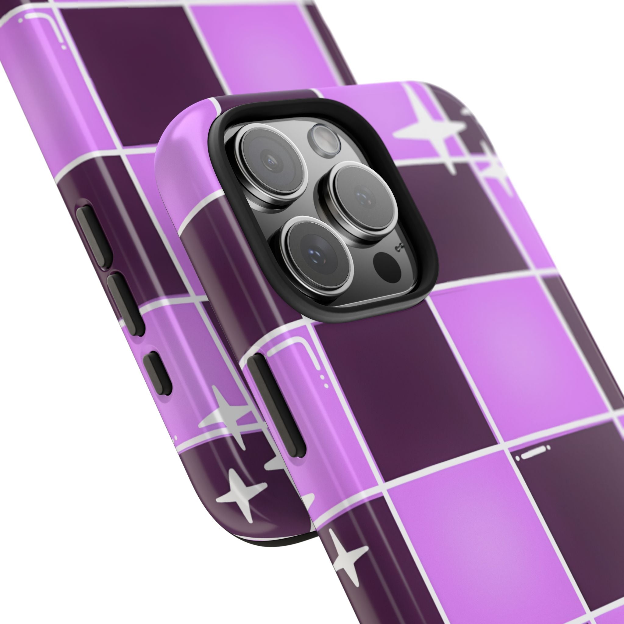 Purple Checkerboard Tough Phone Case for iPhone and Samsung Galaxy Series