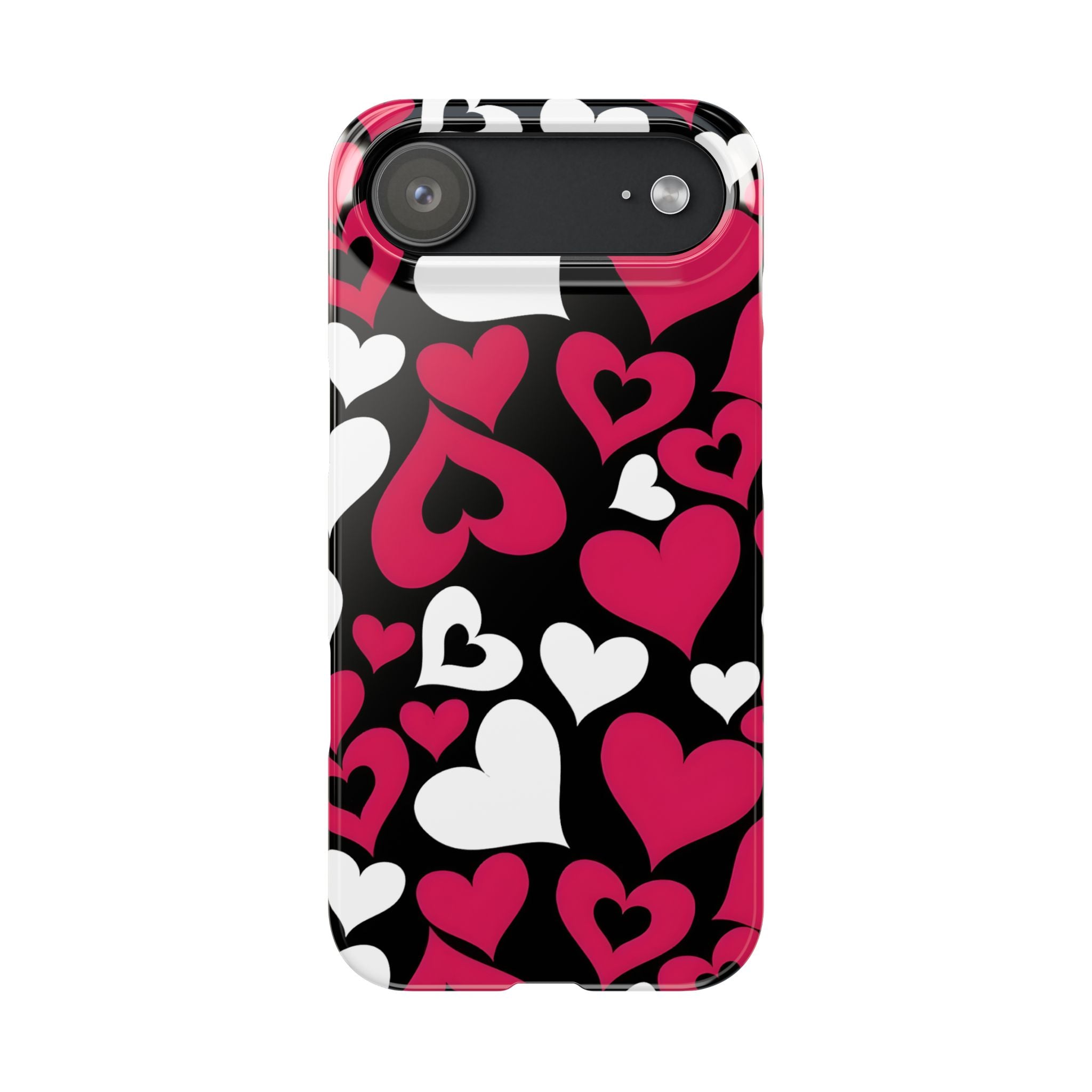 Pink and White Hearts Slim Phone Case for iPhone