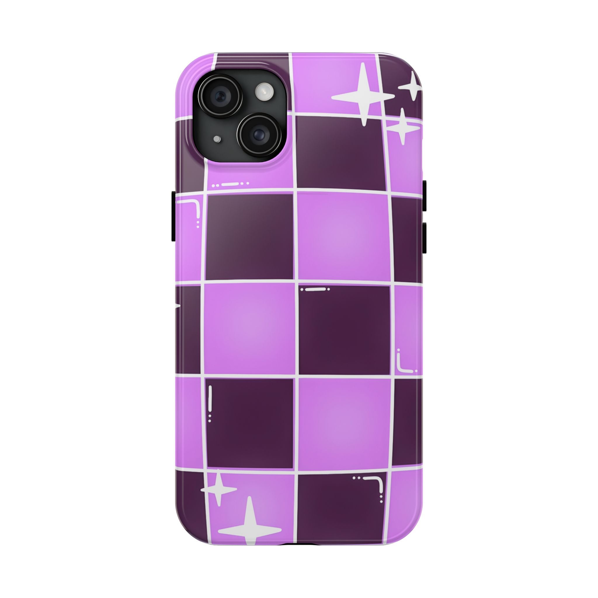 Purple Checkerboard Tough Phone Case for iPhone and Samsung Galaxy Series