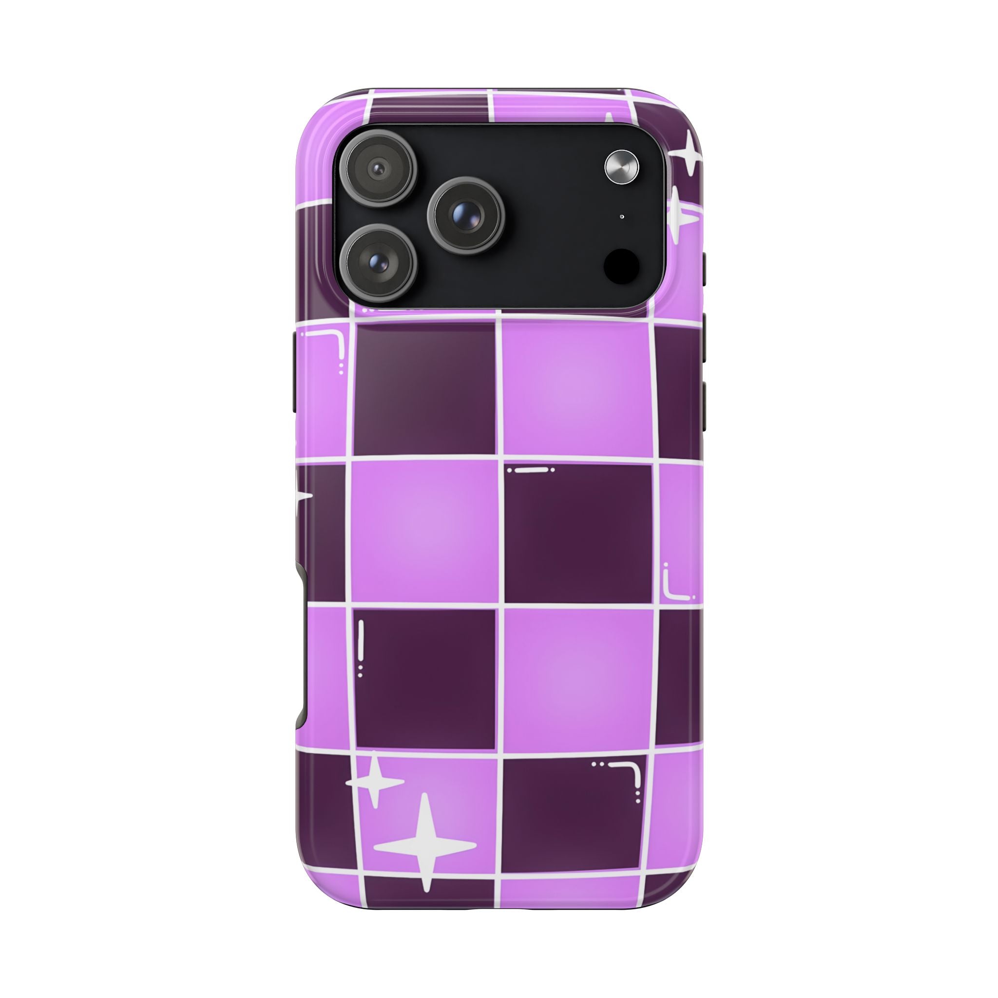 Purple Checkerboard Tough Phone Case for iPhone and Samsung Galaxy Series