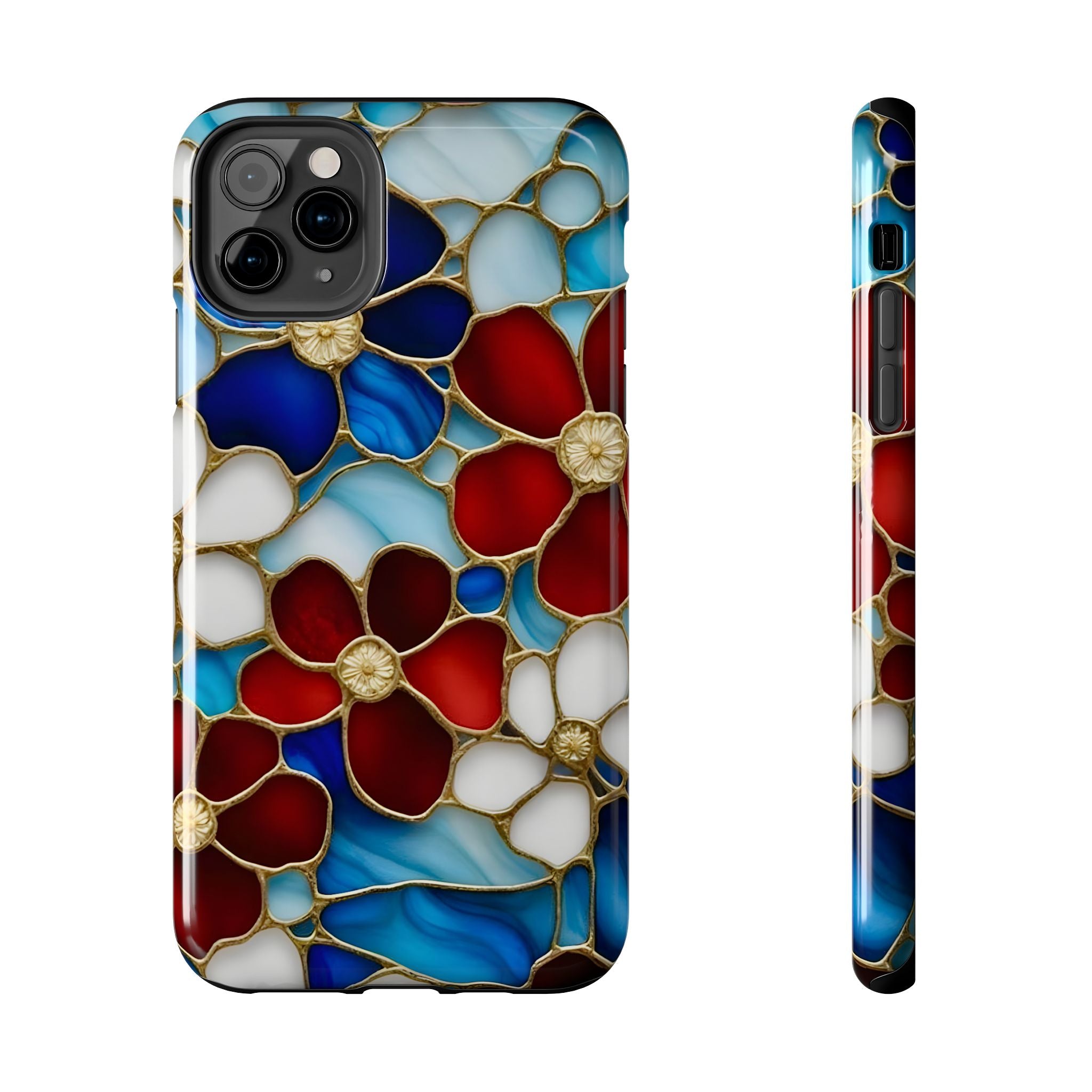 Red Floral Stained Glass Inspired Phone Case for iPhone and Samsung Galaxy Series