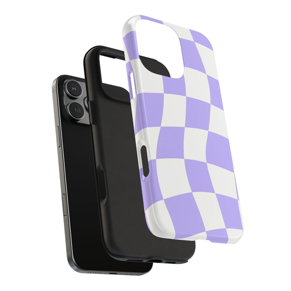 Purple Checkered Tough Phone Case for iPhone and Samsung Galaxy Series