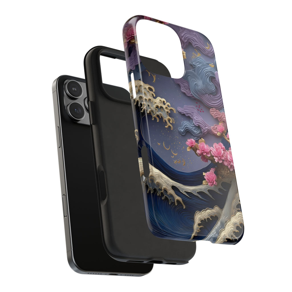 Japanese Waves and Cherry Blossoms Phone Case for iPhone and Samsung Galaxy Series