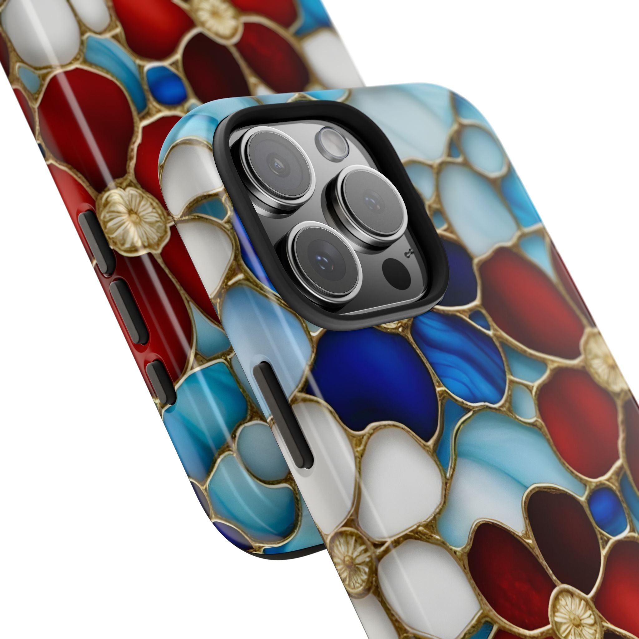 Red Floral Stained Glass Inspired Phone Case for iPhone and Samsung Galaxy Series