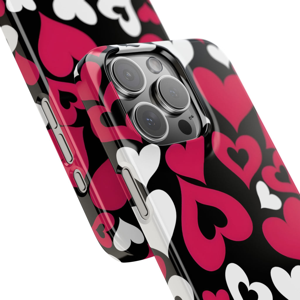 Pink and White Hearts Slim Phone Case for iPhone