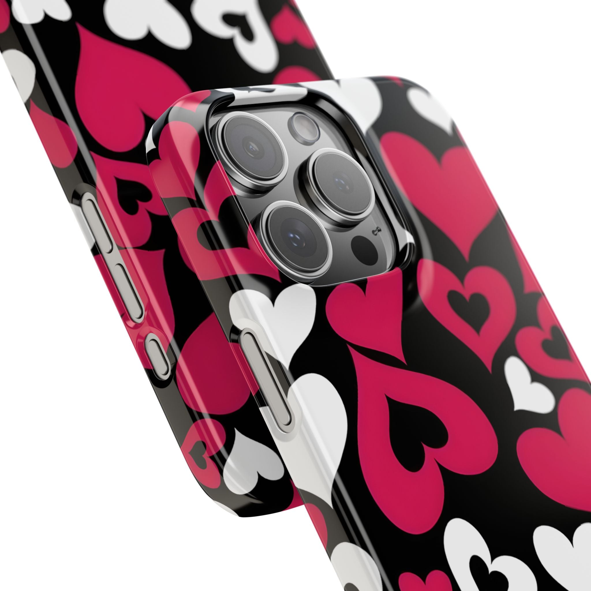 Pink and White Hearts Slim Phone Case for iPhone