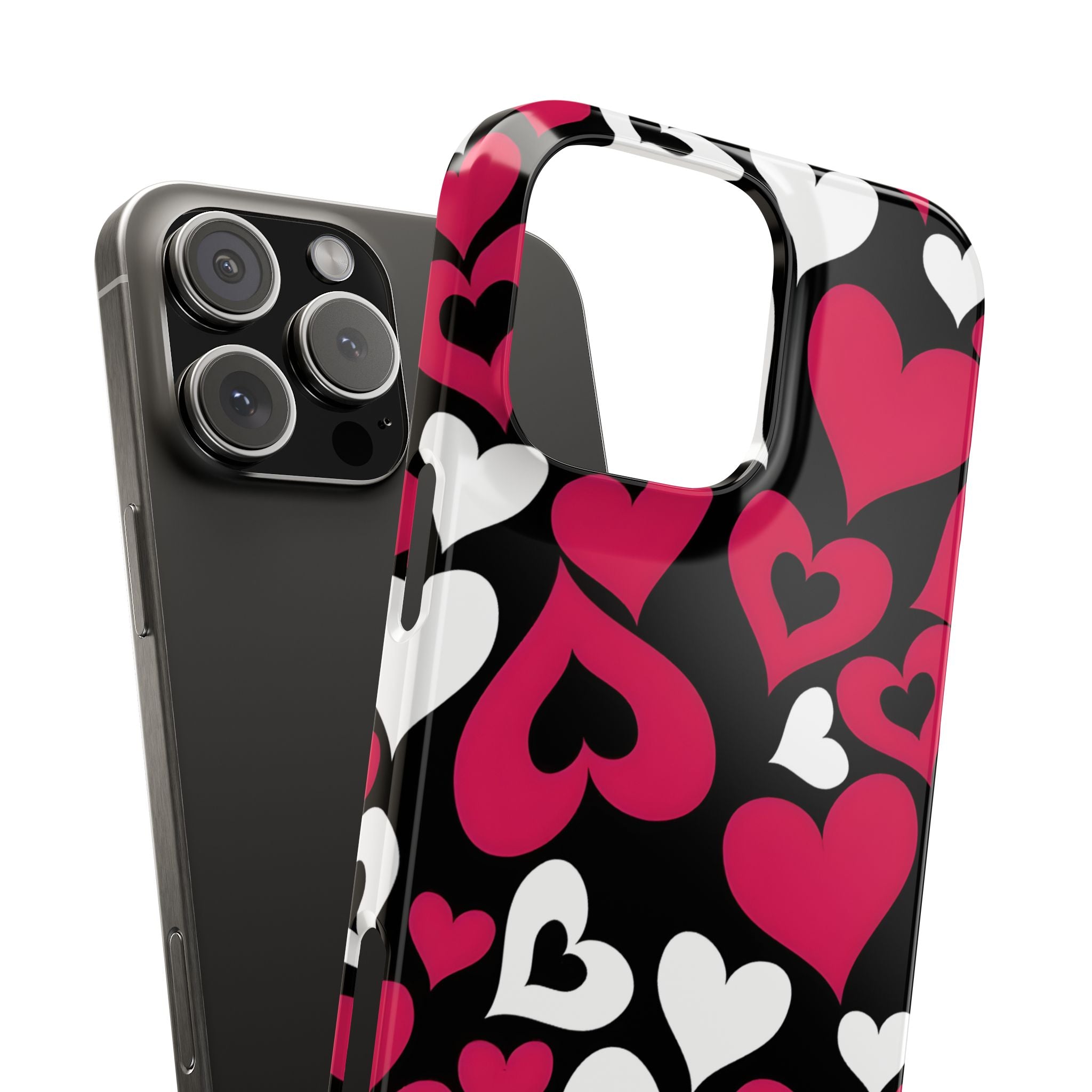Pink and White Hearts Slim Phone Case for iPhone