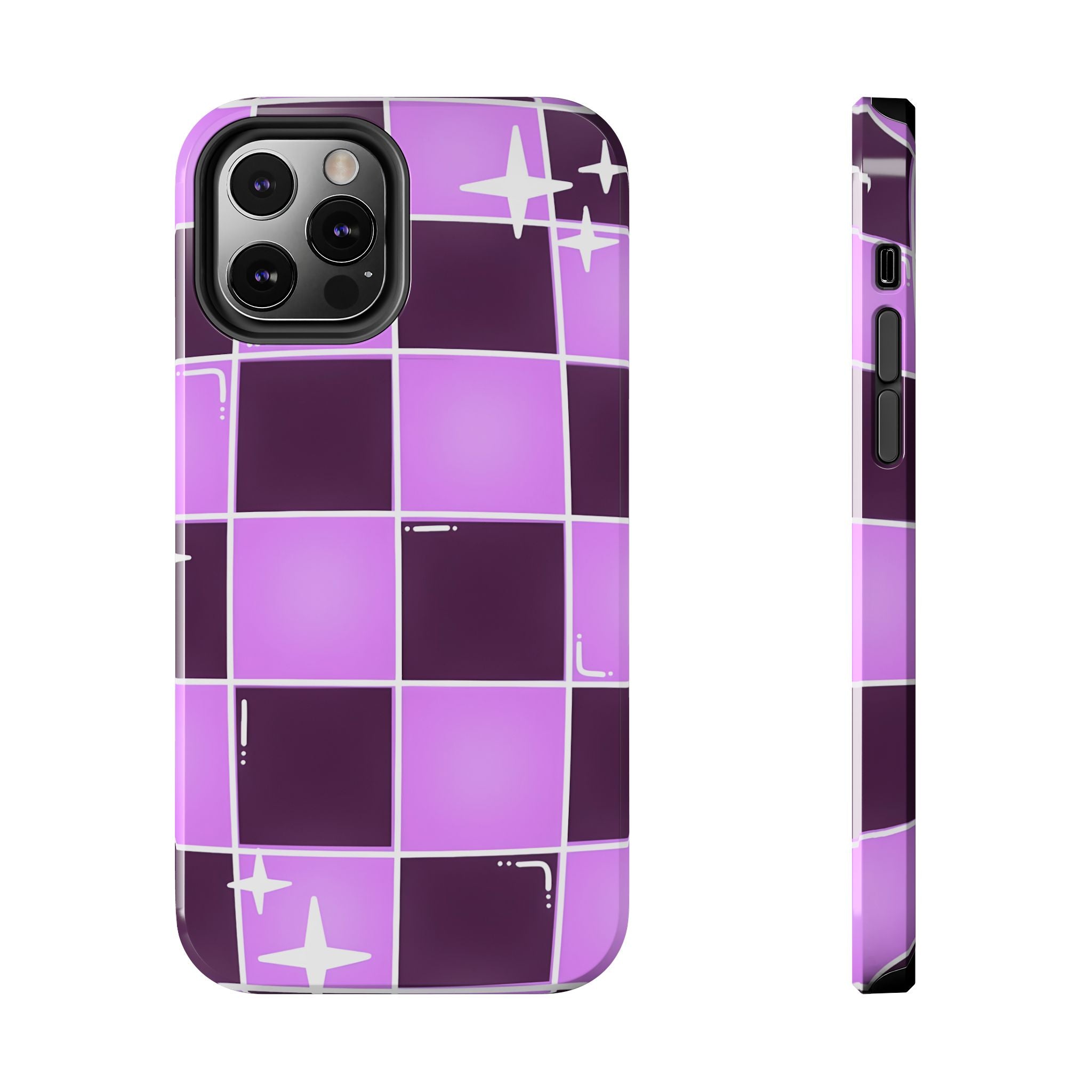 Purple Checkerboard Tough Phone Case for iPhone and Samsung Galaxy Series
