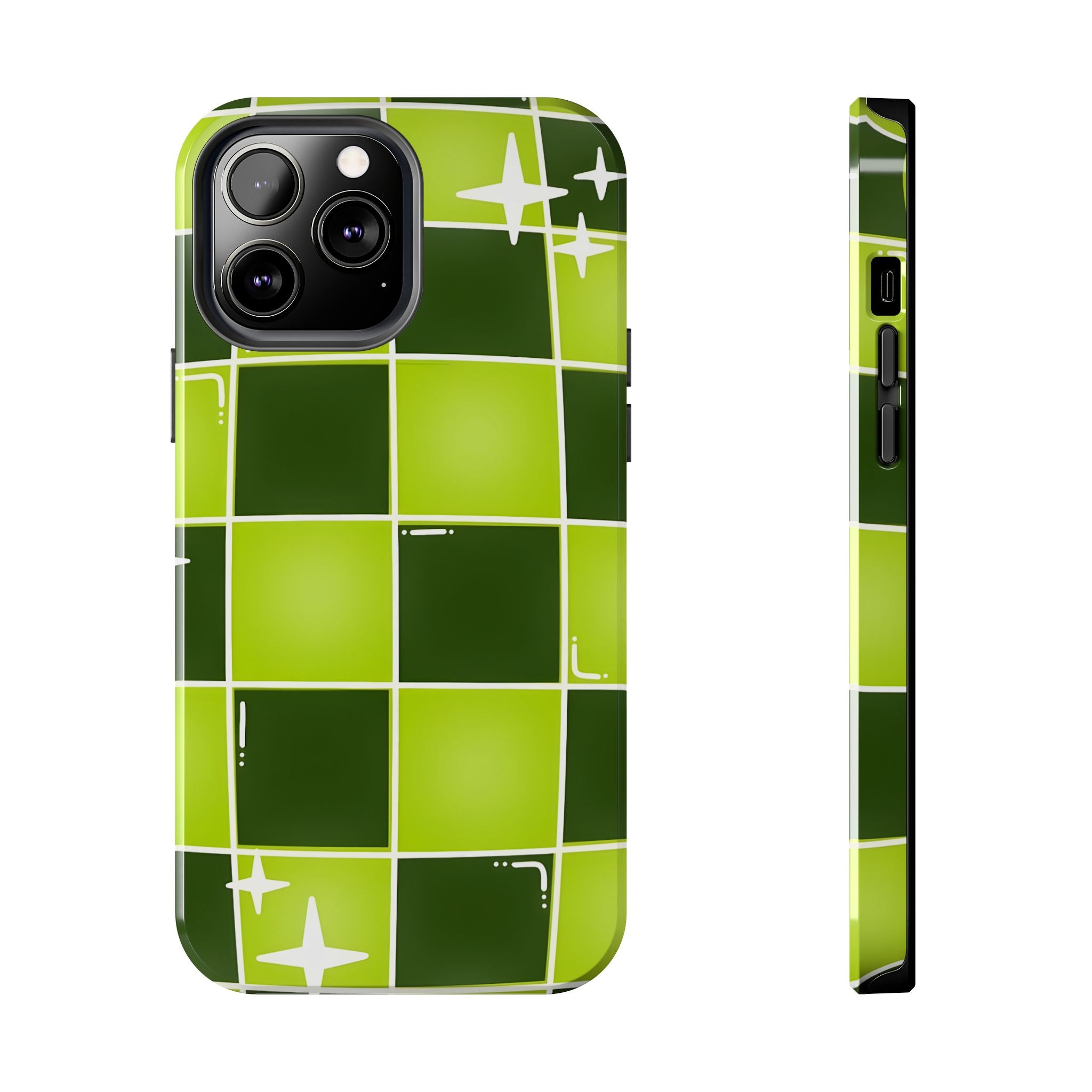 Green Checkered Tough Phone Case for iPhone and Samsung Galaxy Series