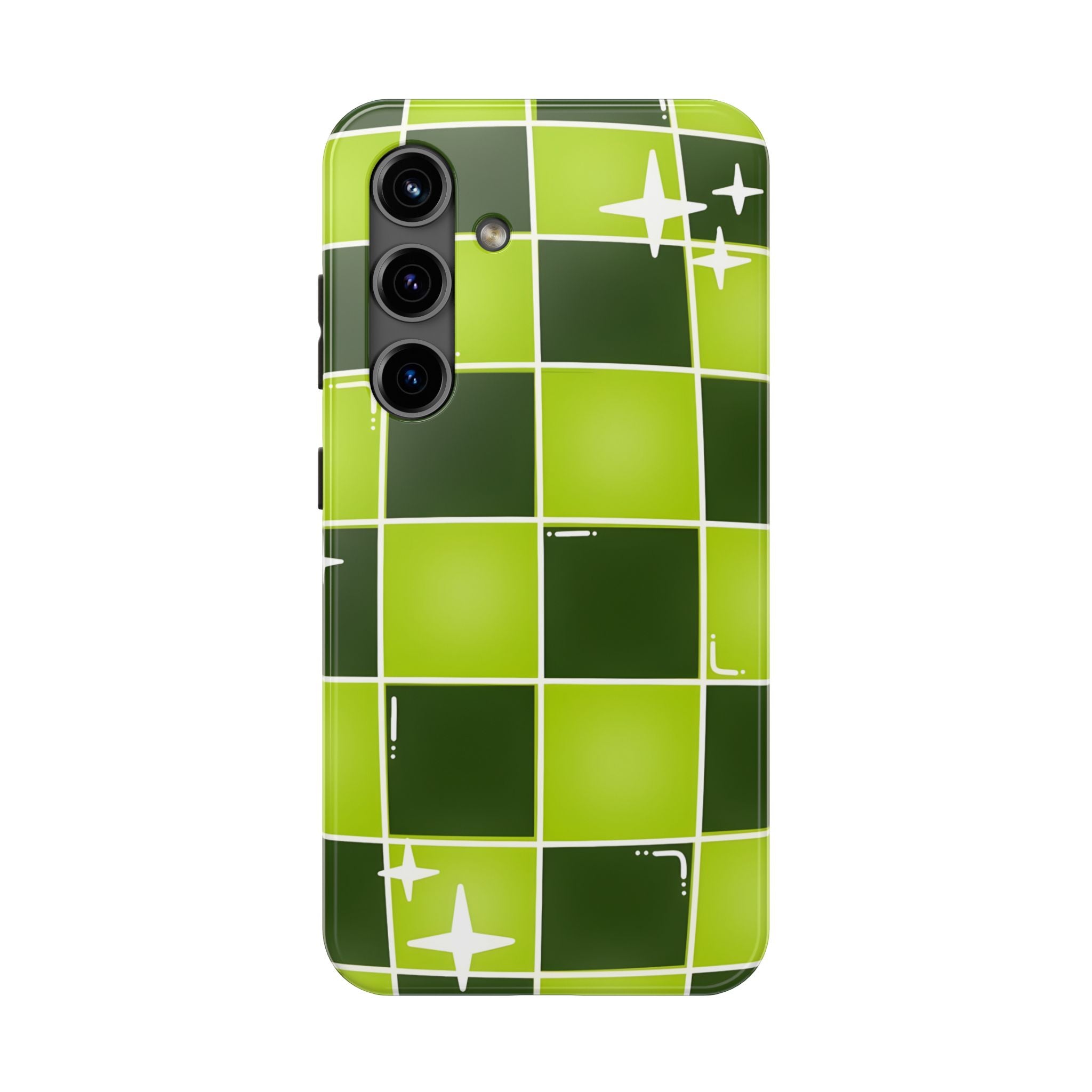 Green Checkered Tough Phone Case for iPhone and Samsung Galaxy Series