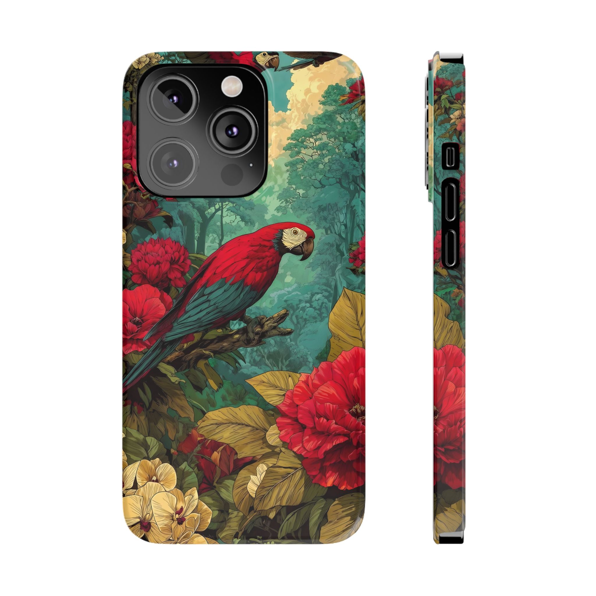 Parrot Bird Animal Motif Slim Phone Case for iPhone