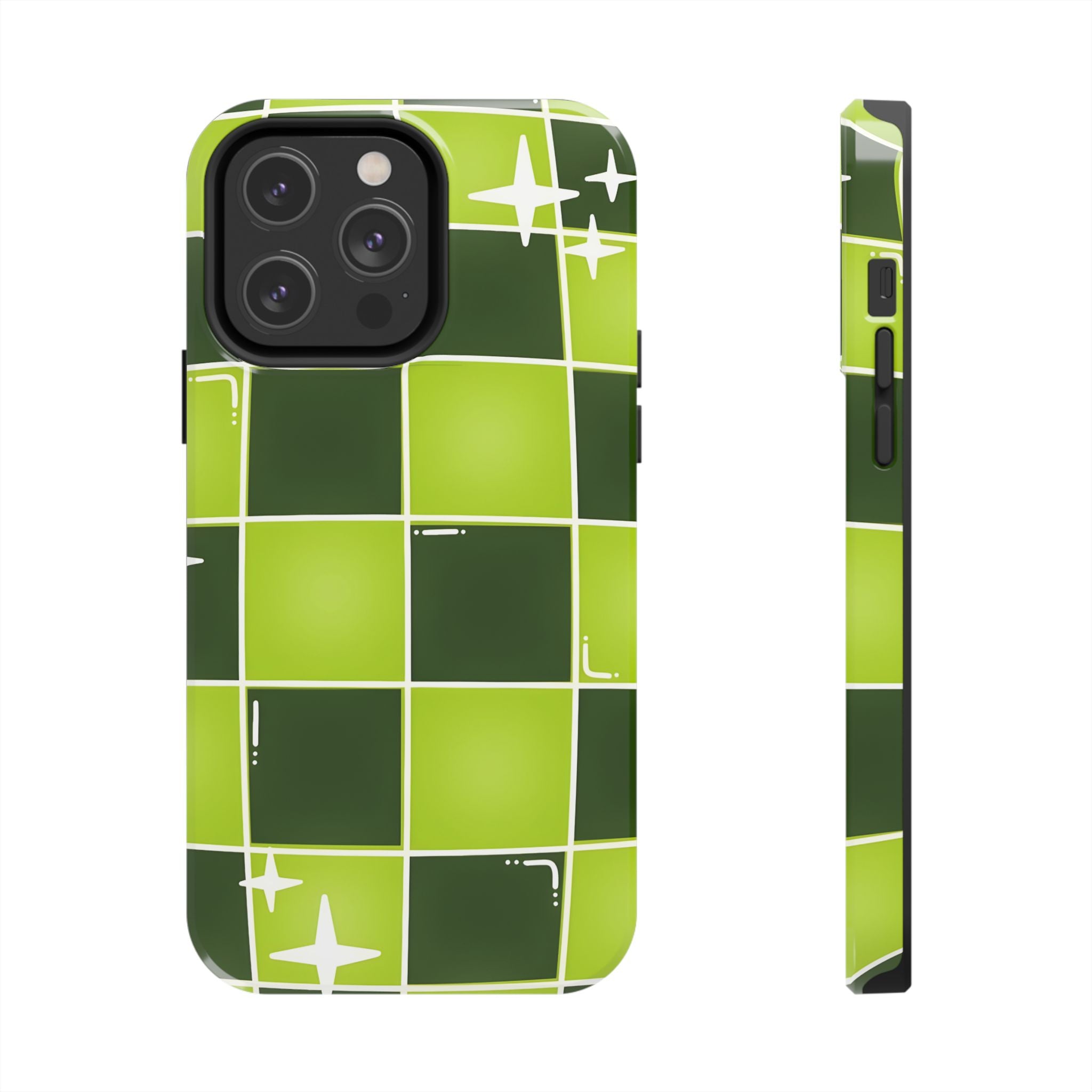 Green Checkered Tough Phone Case for iPhone and Samsung Galaxy Series