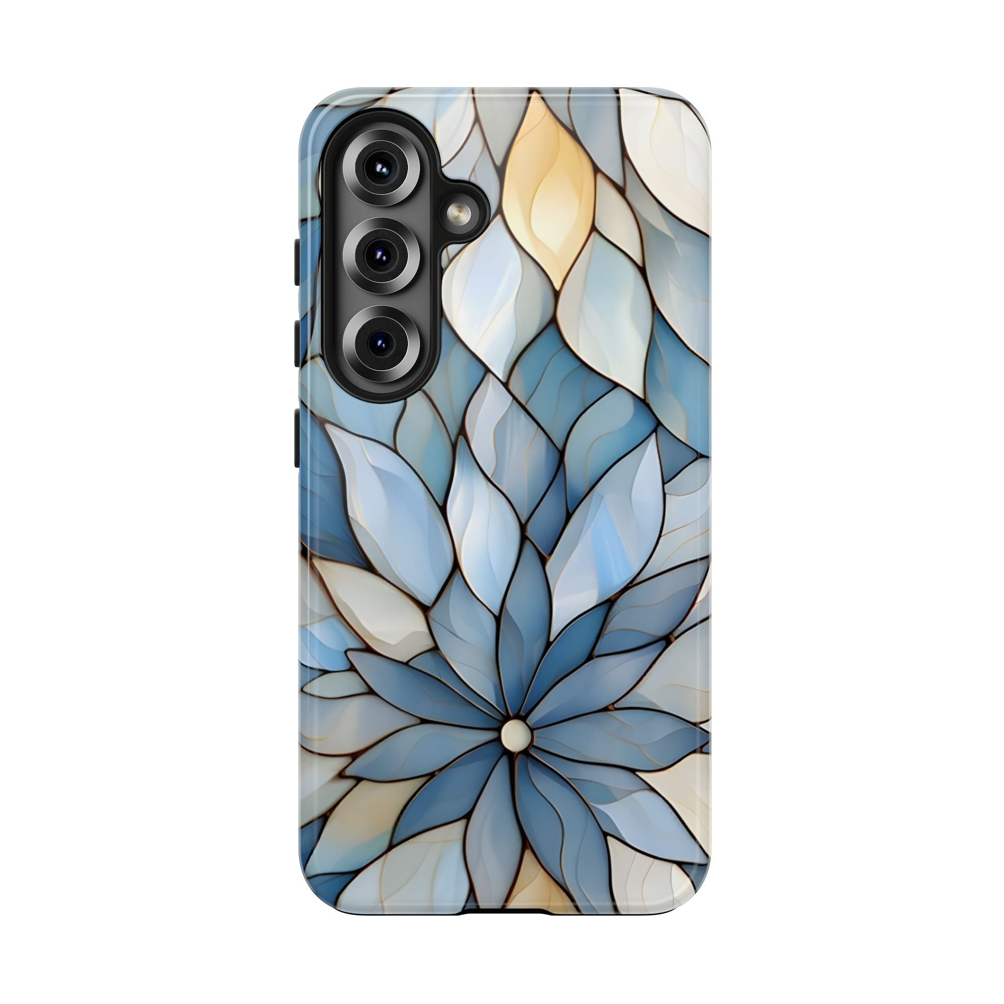 Blue Stained Glass Inspired Phone Case for iPhone and Samsung Galaxy Series