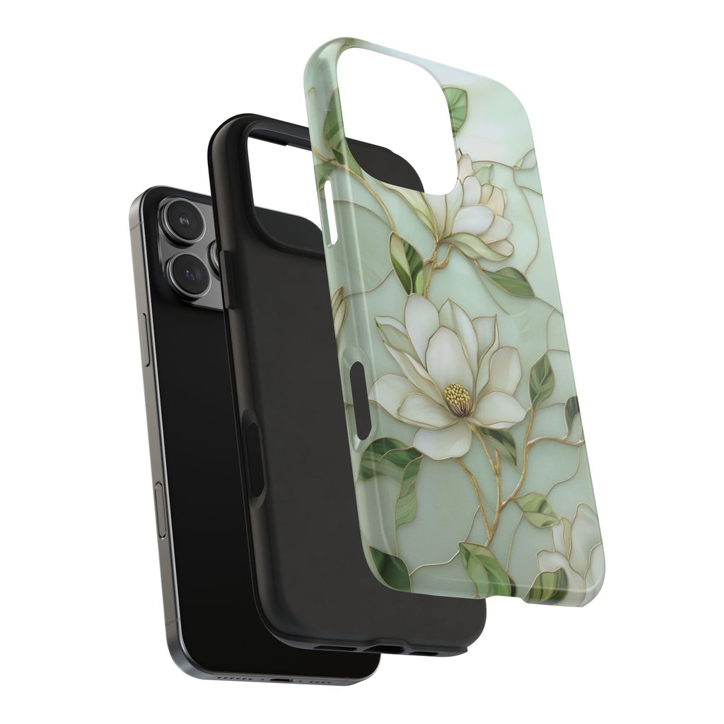 White Flower Stained Glass Inspired Phone Case for iPhone and Samsung Galaxy Series