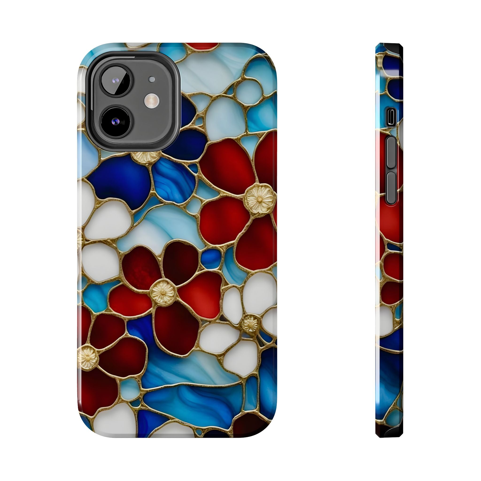 Red Floral Stained Glass Inspired Phone Case for iPhone and Samsung Galaxy Series