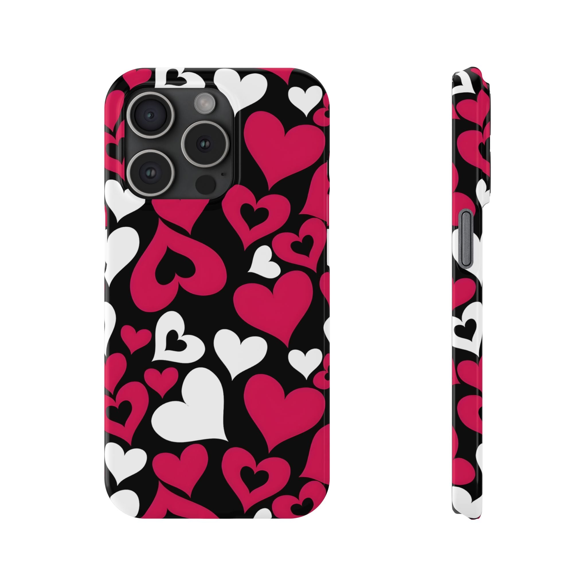Pink and White Hearts Slim Phone Case for iPhone