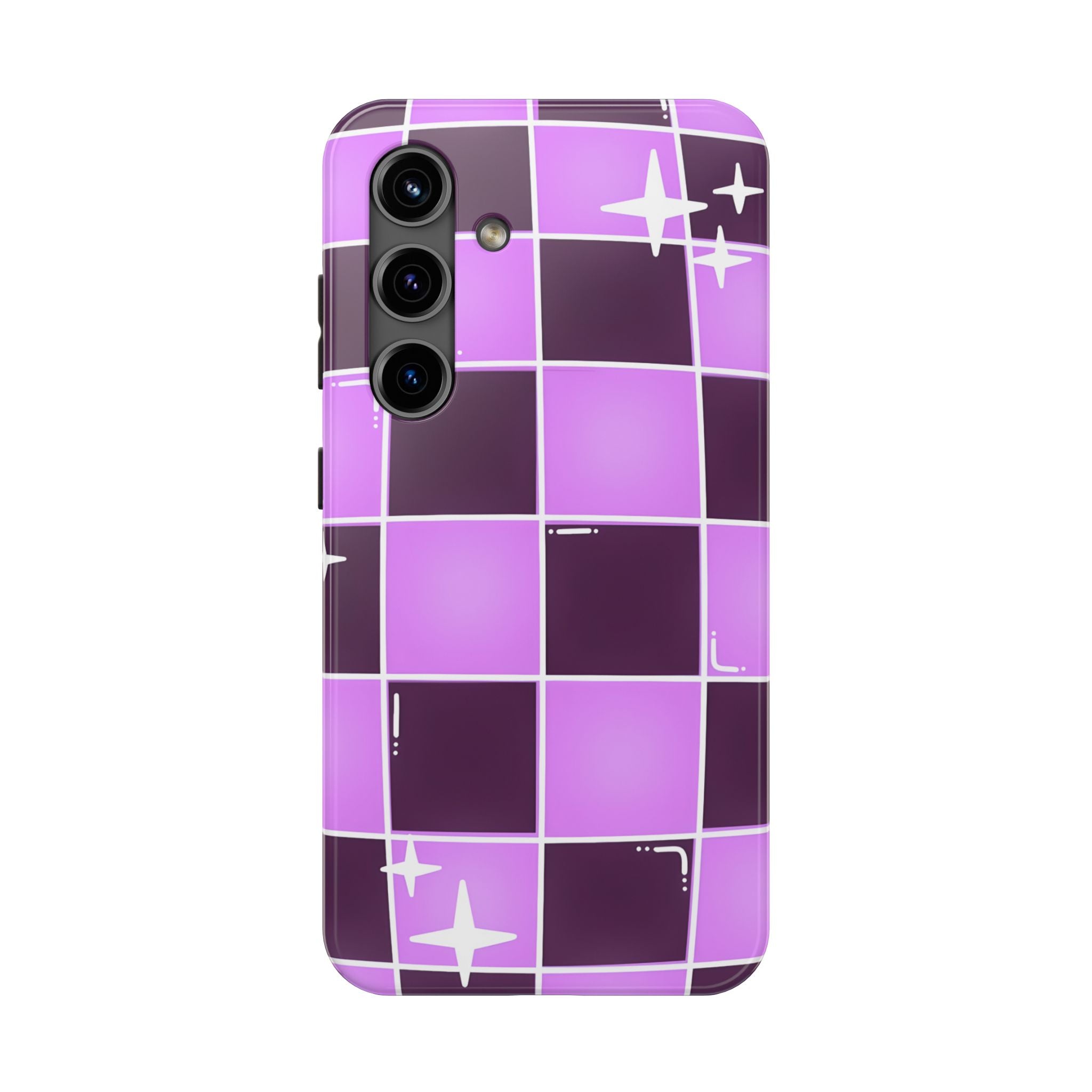 Purple Checkerboard Tough Phone Case for iPhone and Samsung Galaxy Series