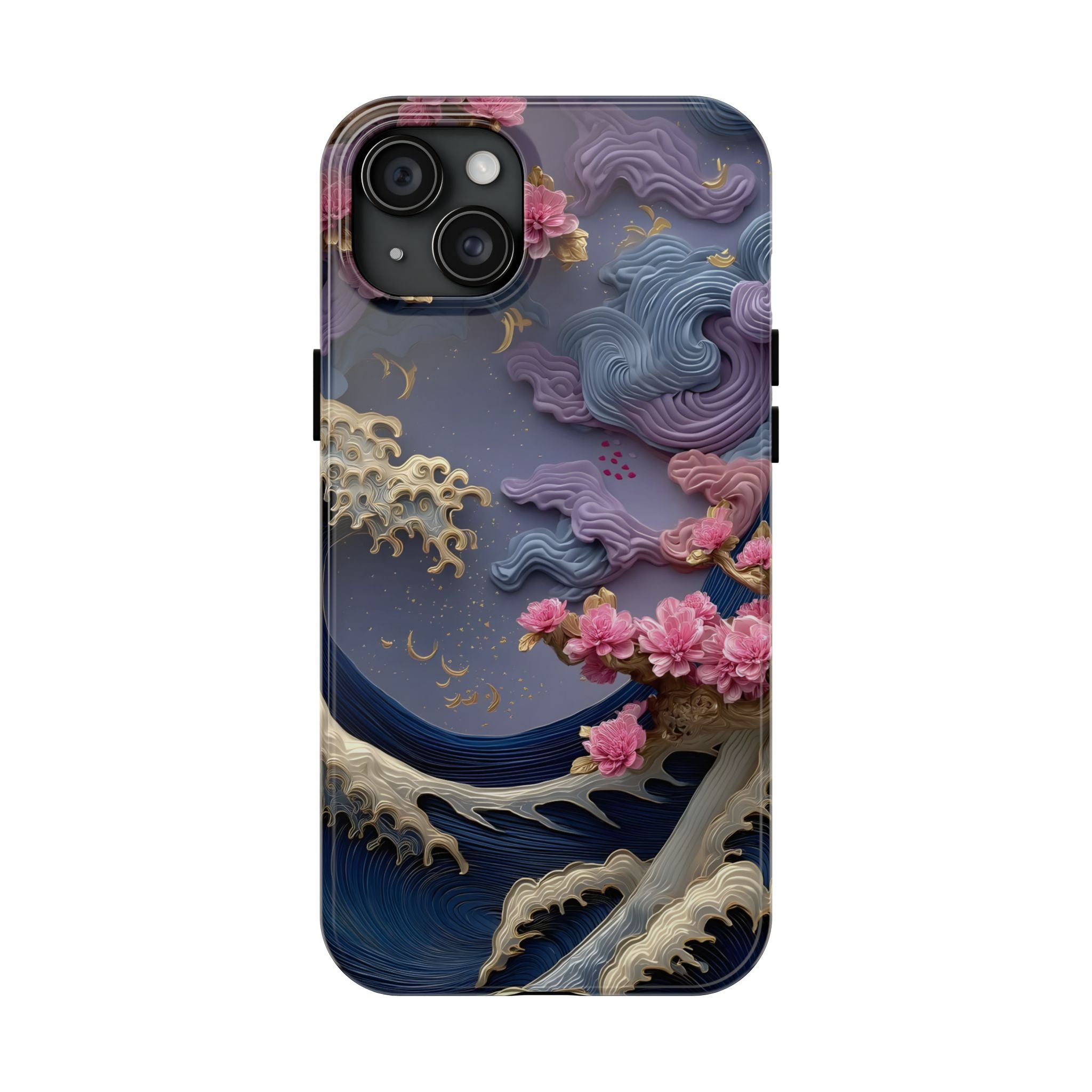 Japanese Waves and Cherry Blossoms Phone Case for iPhone and Samsung Galaxy Series