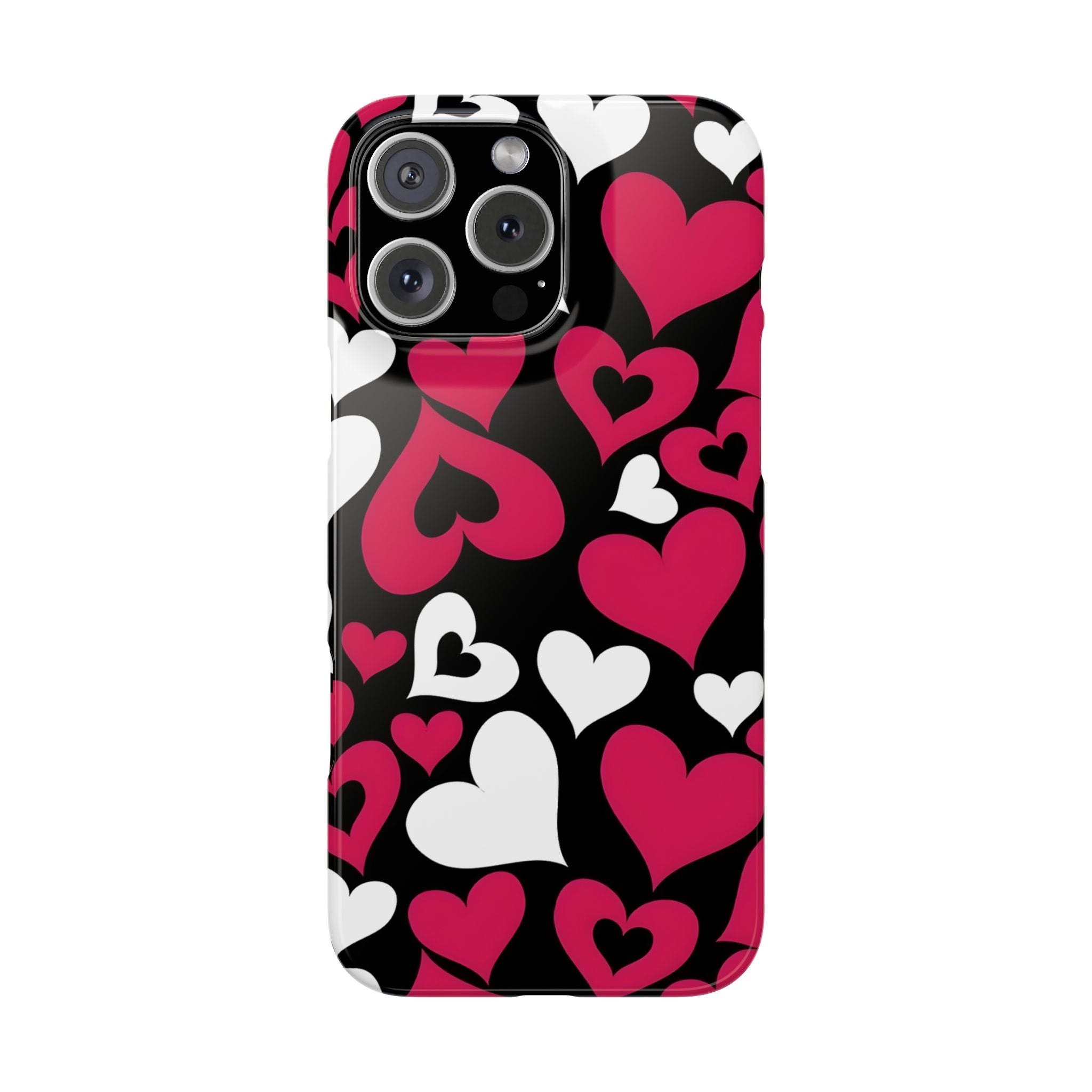 Pink and White Hearts Slim Phone Case for iPhone