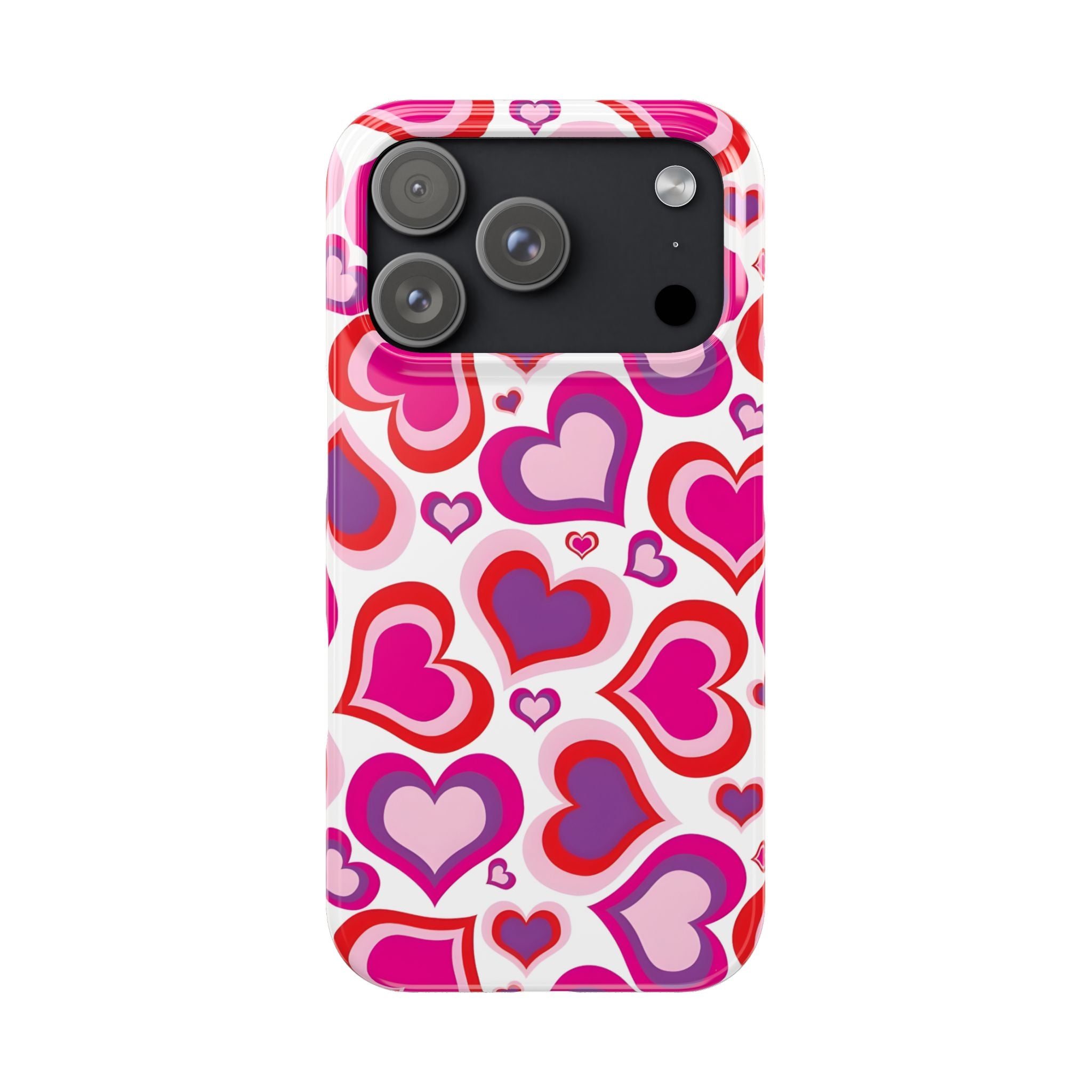 Pink Red Heart Pattern Slim Phone Case for iPhone