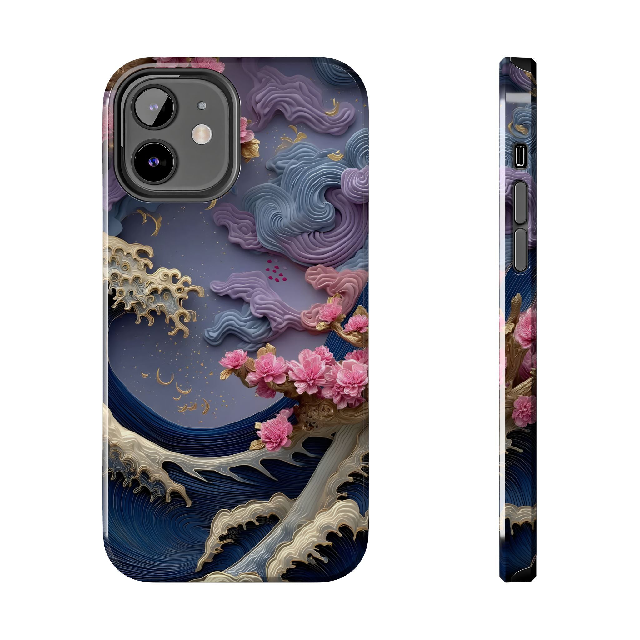 Japanese Waves and Cherry Blossoms Phone Case for iPhone and Samsung Galaxy Series