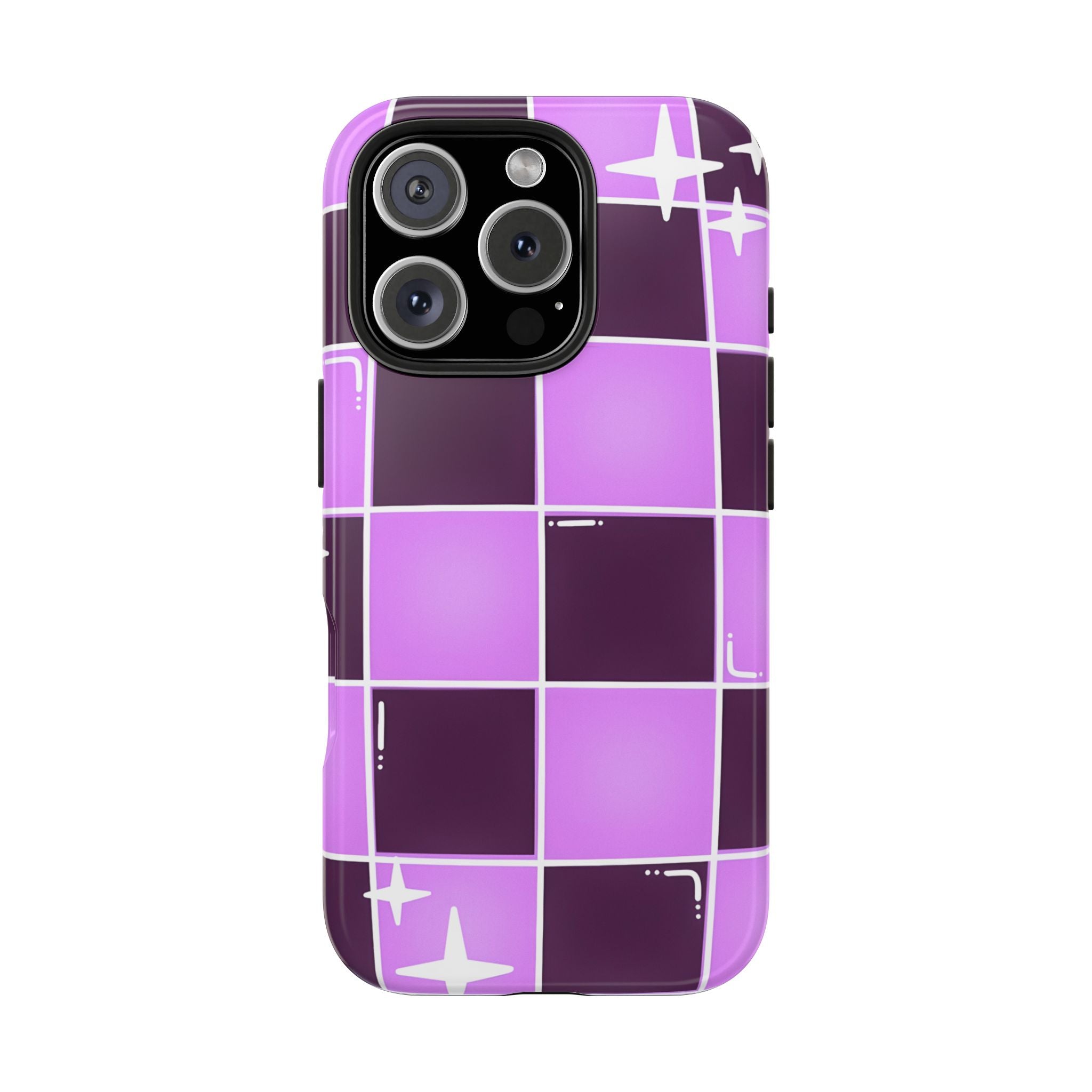 Purple Checkerboard Tough Phone Case for iPhone and Samsung Galaxy Series