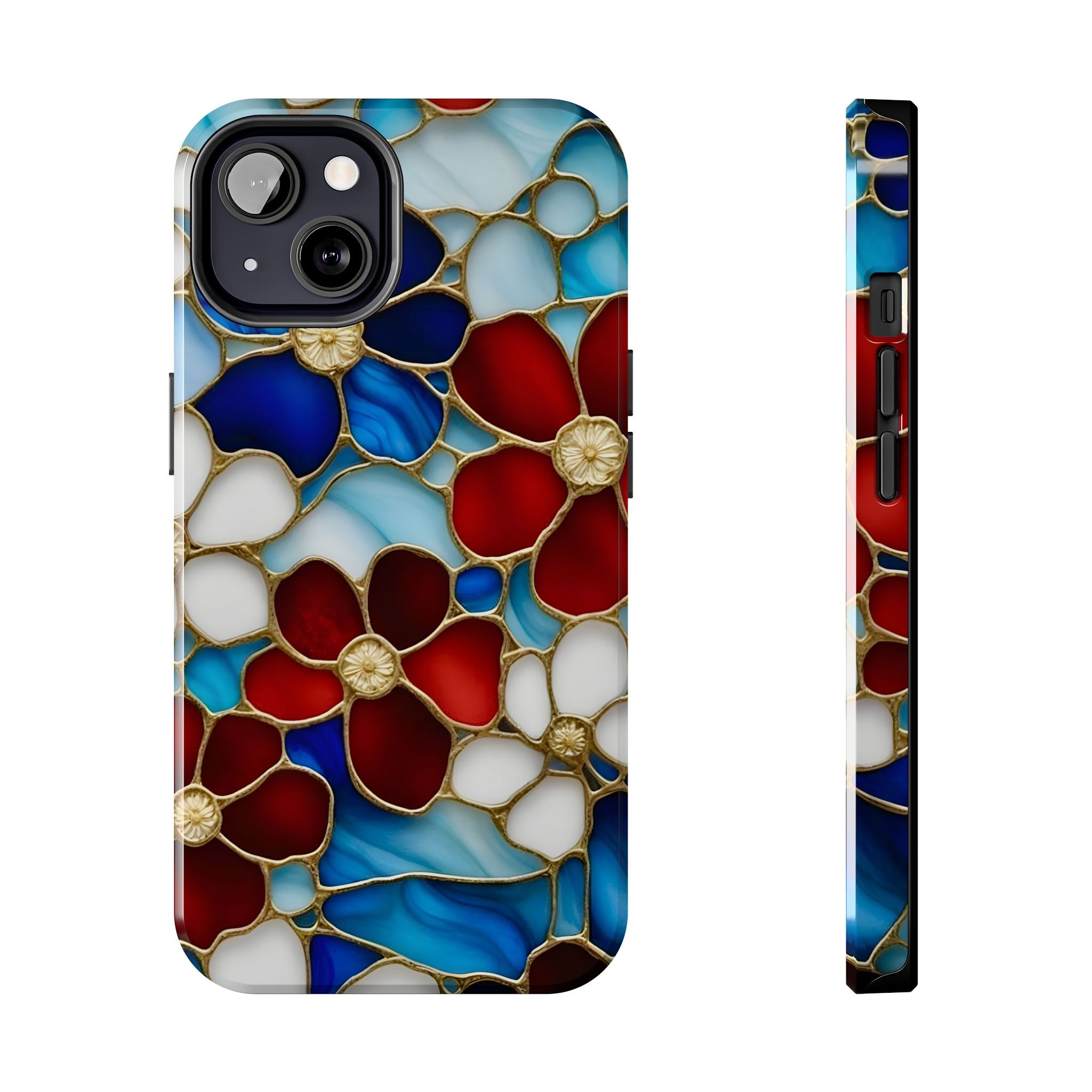 Red Floral Stained Glass Inspired Phone Case for iPhone and Samsung Galaxy Series