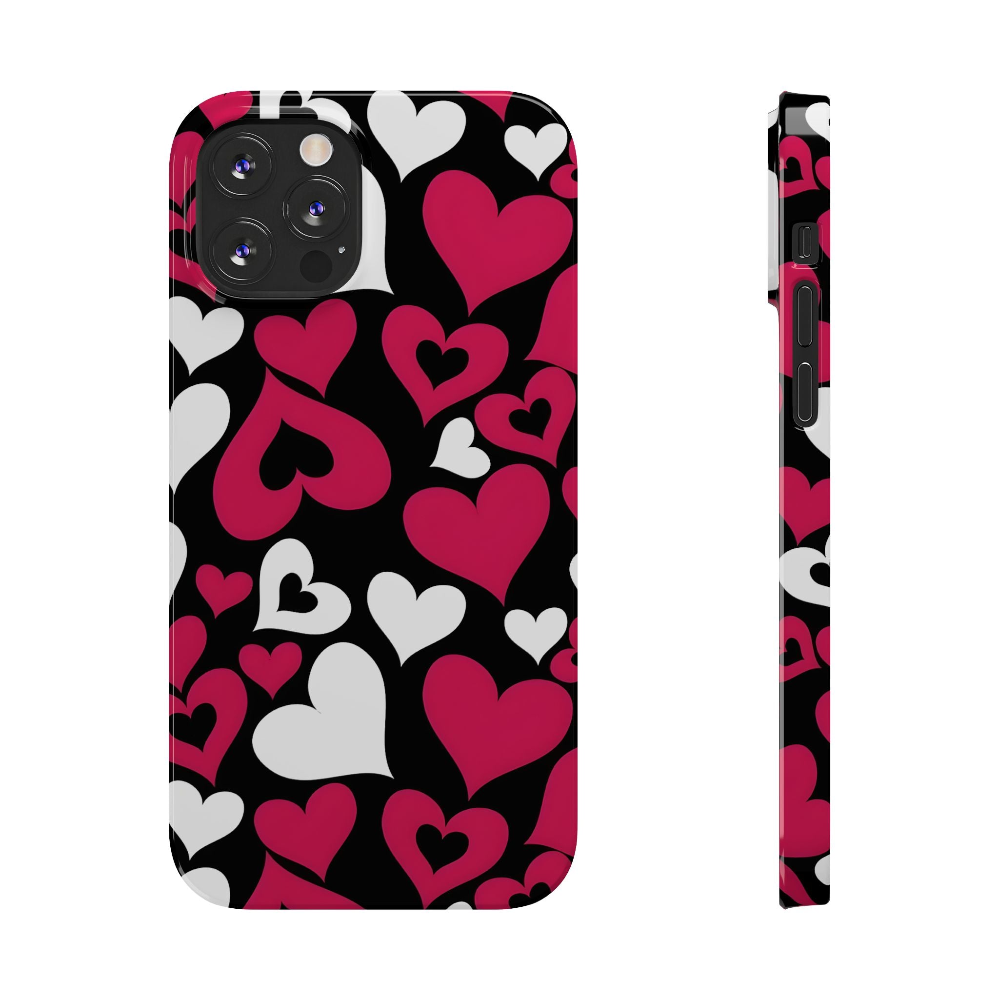 Pink and White Hearts Slim Phone Case for iPhone