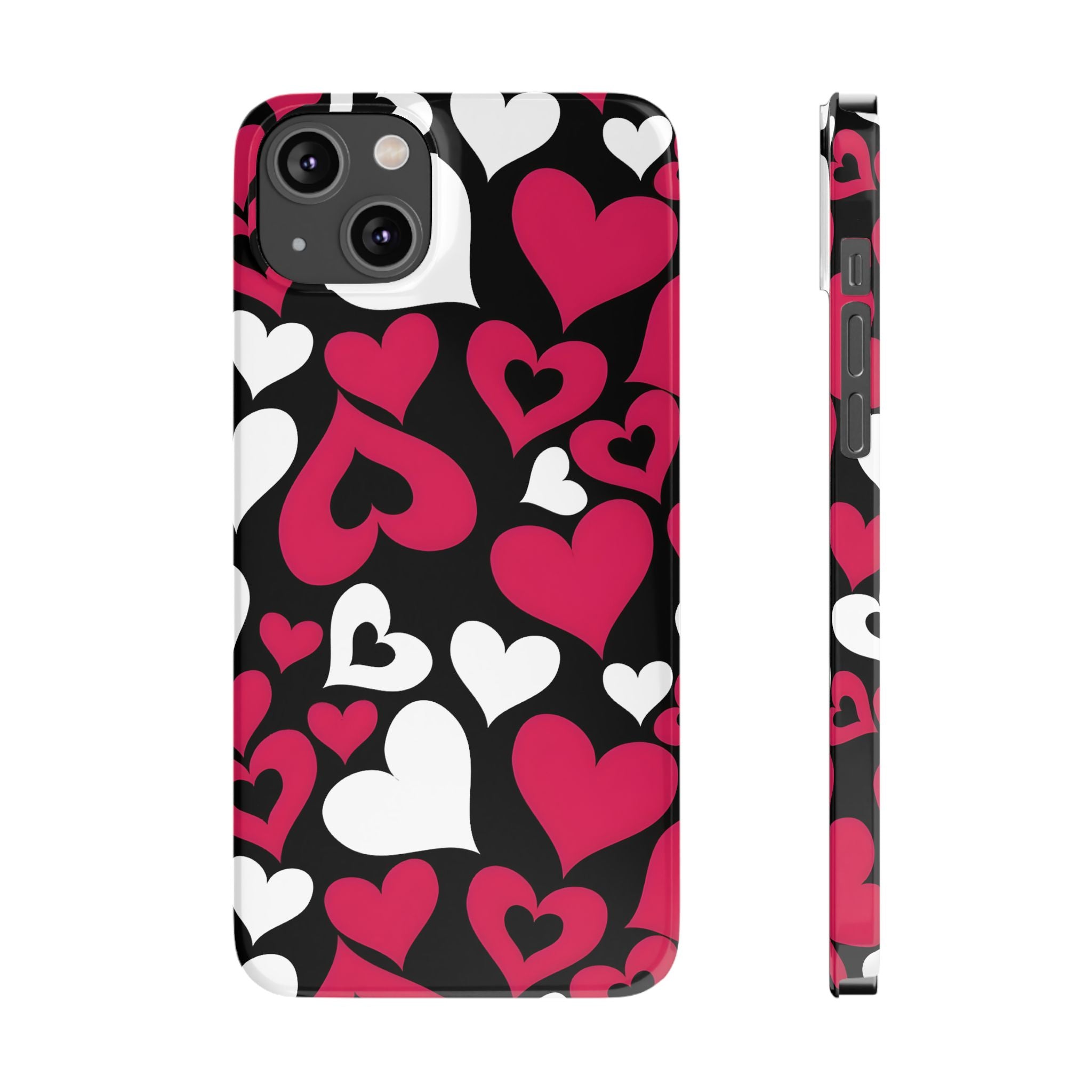 Pink and White Hearts Slim Phone Case for iPhone