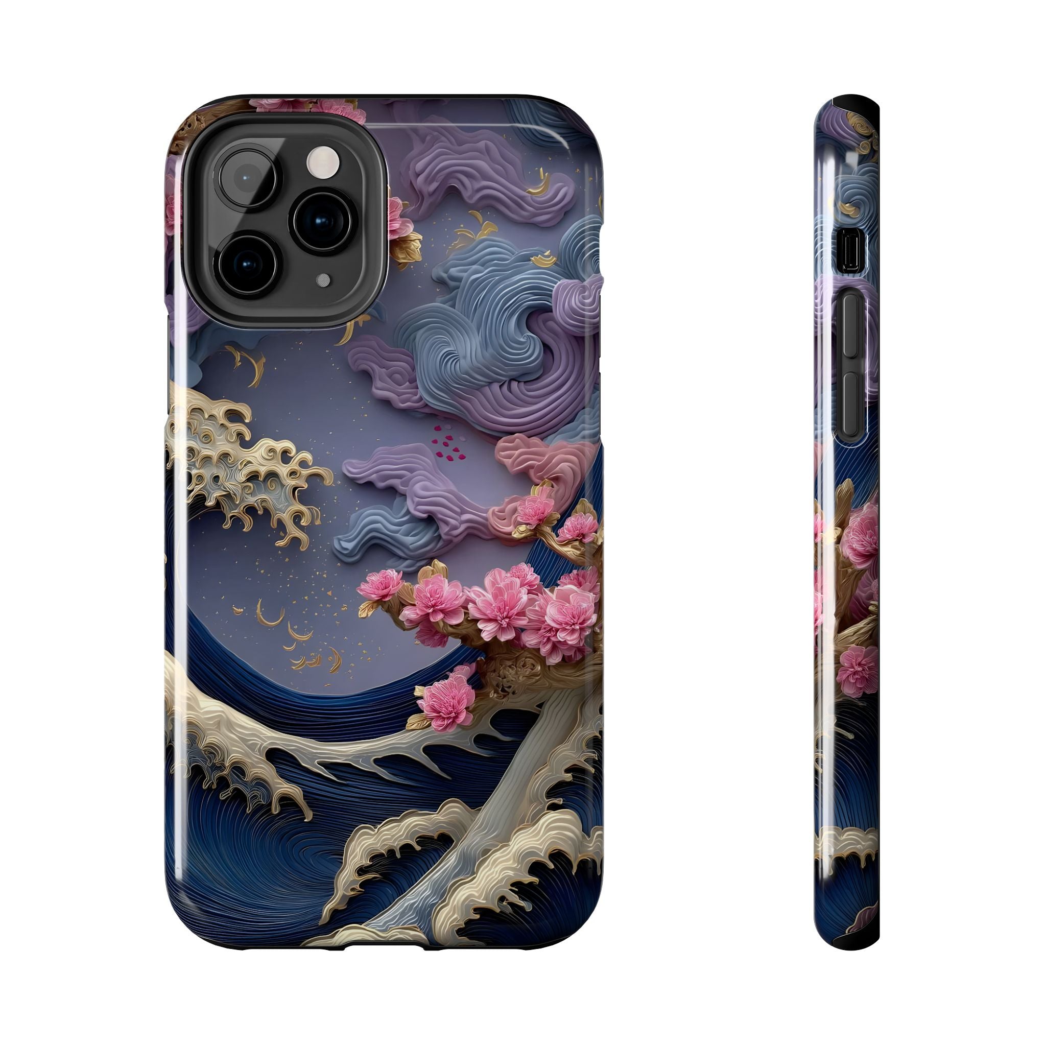 Japanese Waves and Cherry Blossoms Phone Case for iPhone and Samsung Galaxy Series