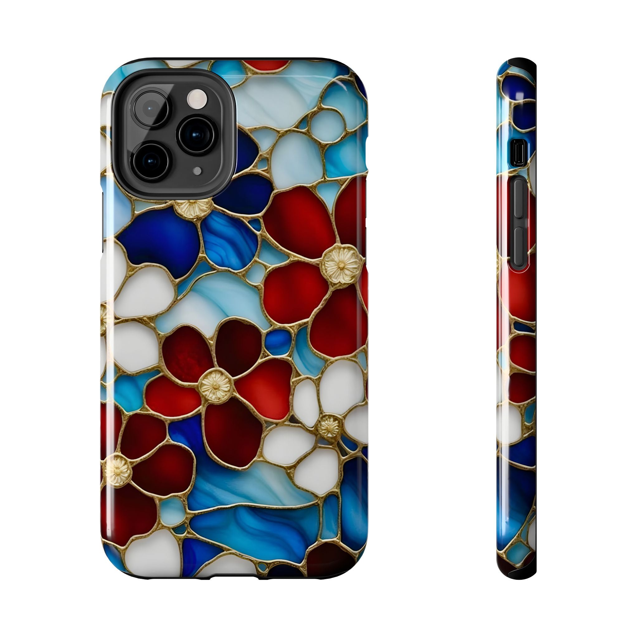 Red Floral Stained Glass Inspired Phone Case for iPhone and Samsung Galaxy Series