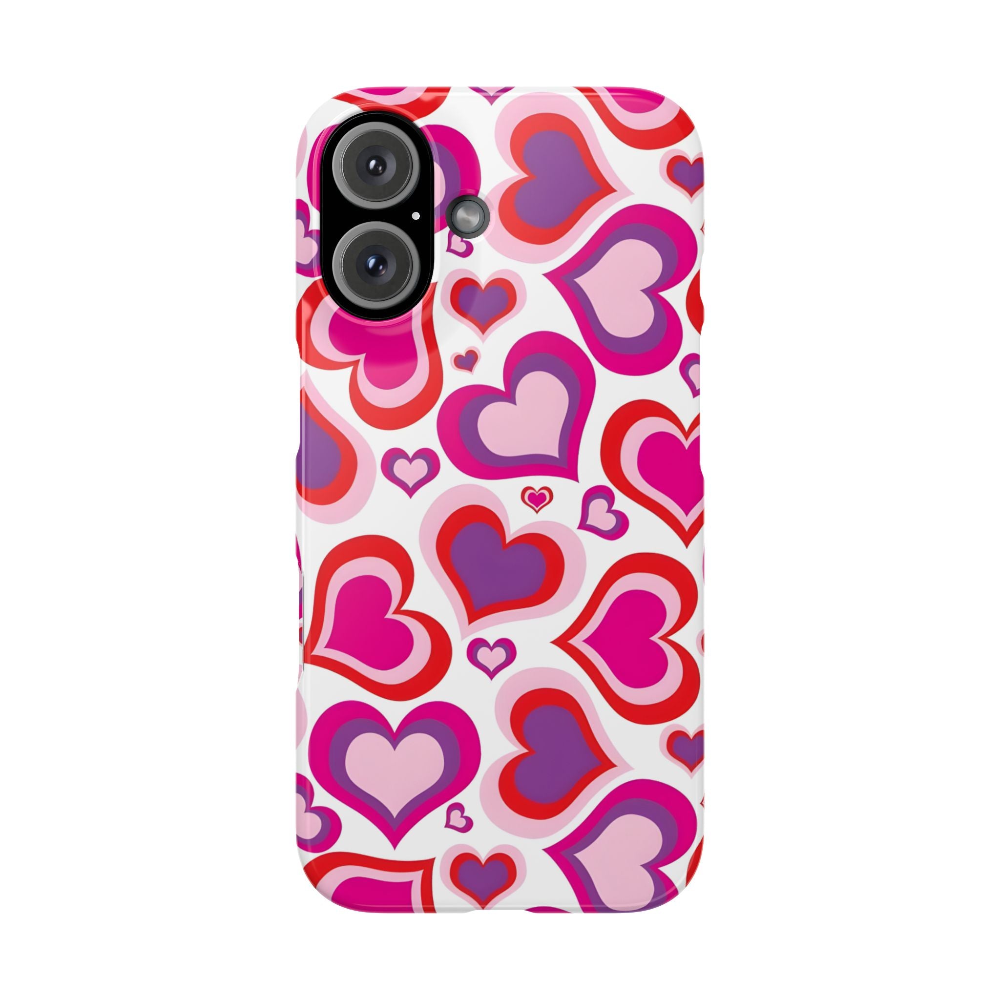 Pink Red Heart Pattern Slim Phone Case for iPhone