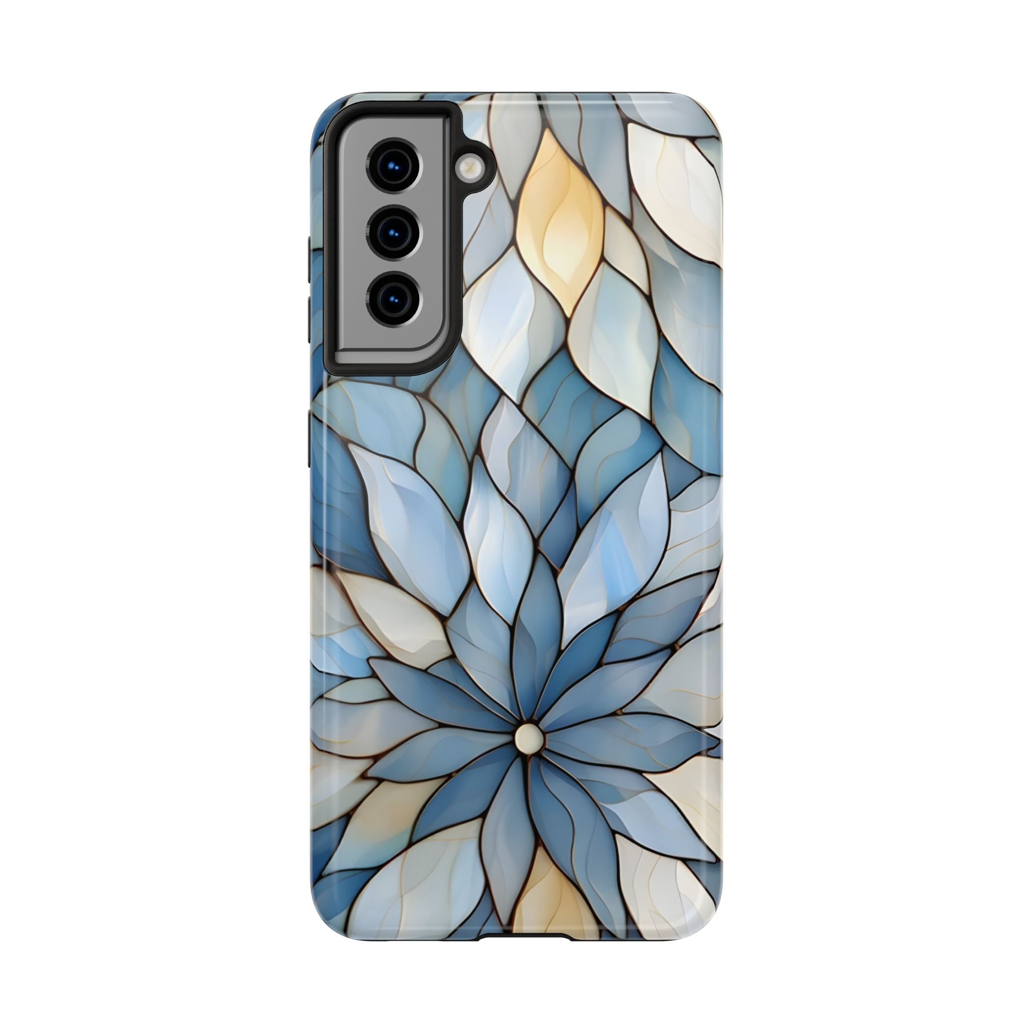 Blue Stained Glass Inspired Phone Case for iPhone and Samsung Galaxy Series