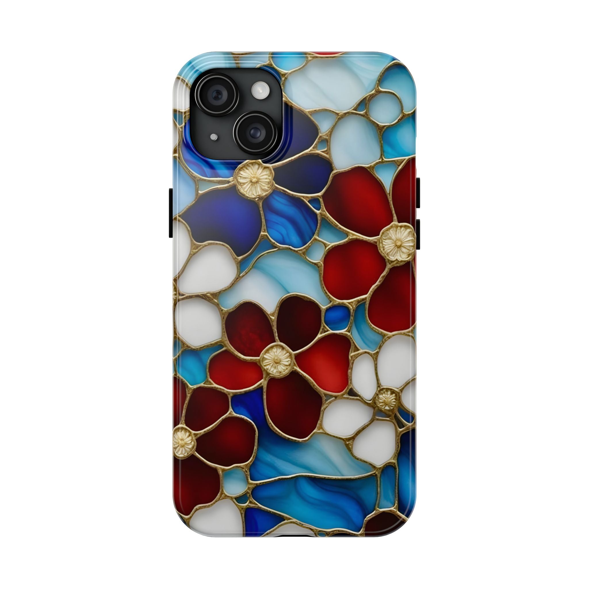 Red Floral Stained Glass Inspired Phone Case for iPhone and Samsung Galaxy Series