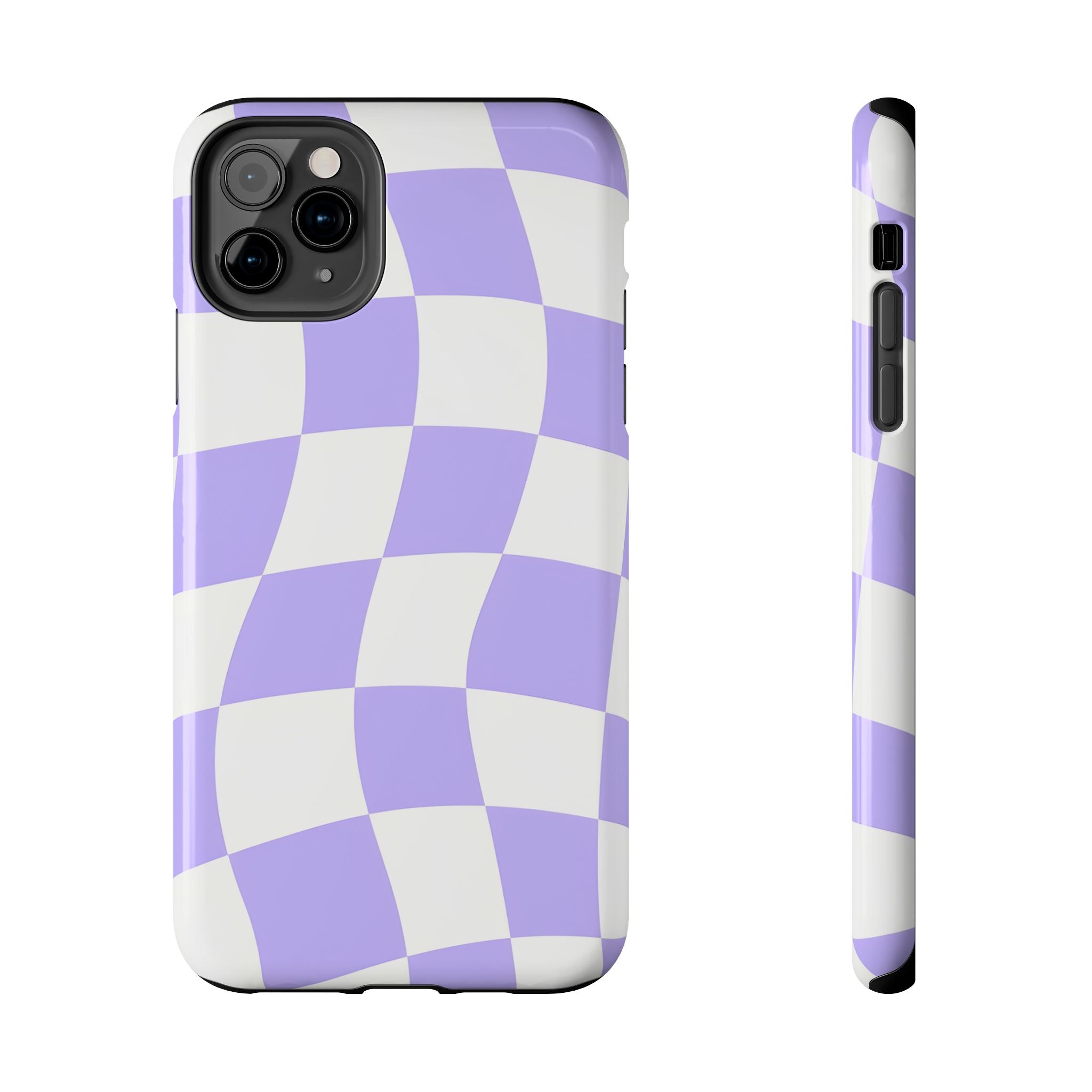 Purple Checkered Tough Phone Case for iPhone and Samsung Galaxy Series