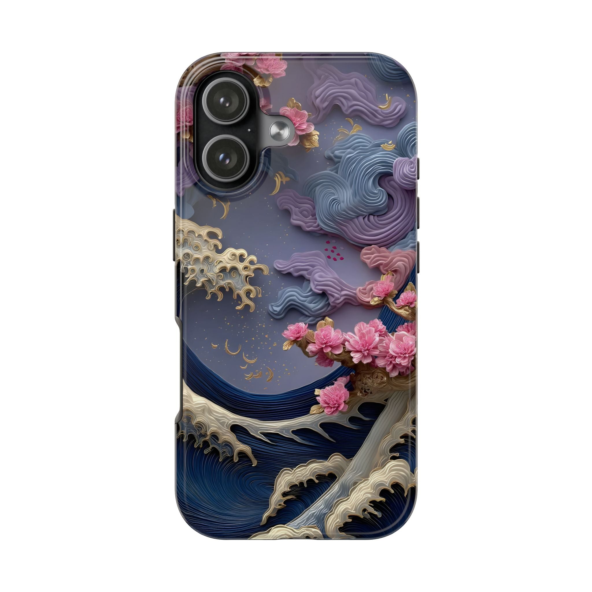 Japanese Waves and Cherry Blossoms Phone Case for iPhone and Samsung Galaxy Series