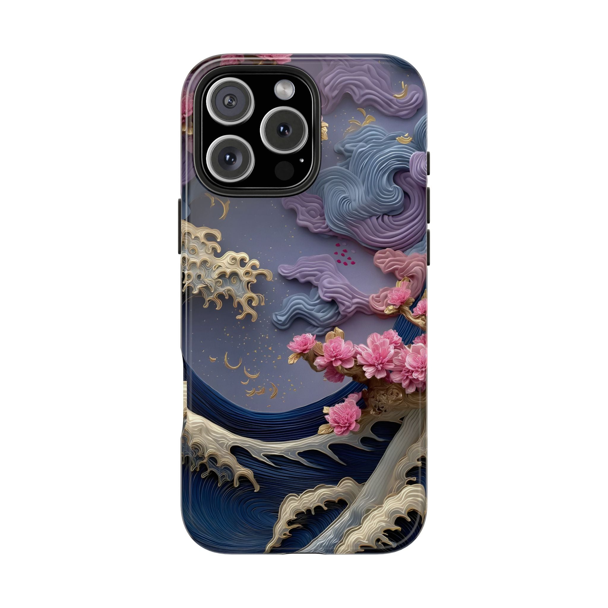 Japanese Waves and Cherry Blossoms Phone Case for iPhone and Samsung Galaxy Series