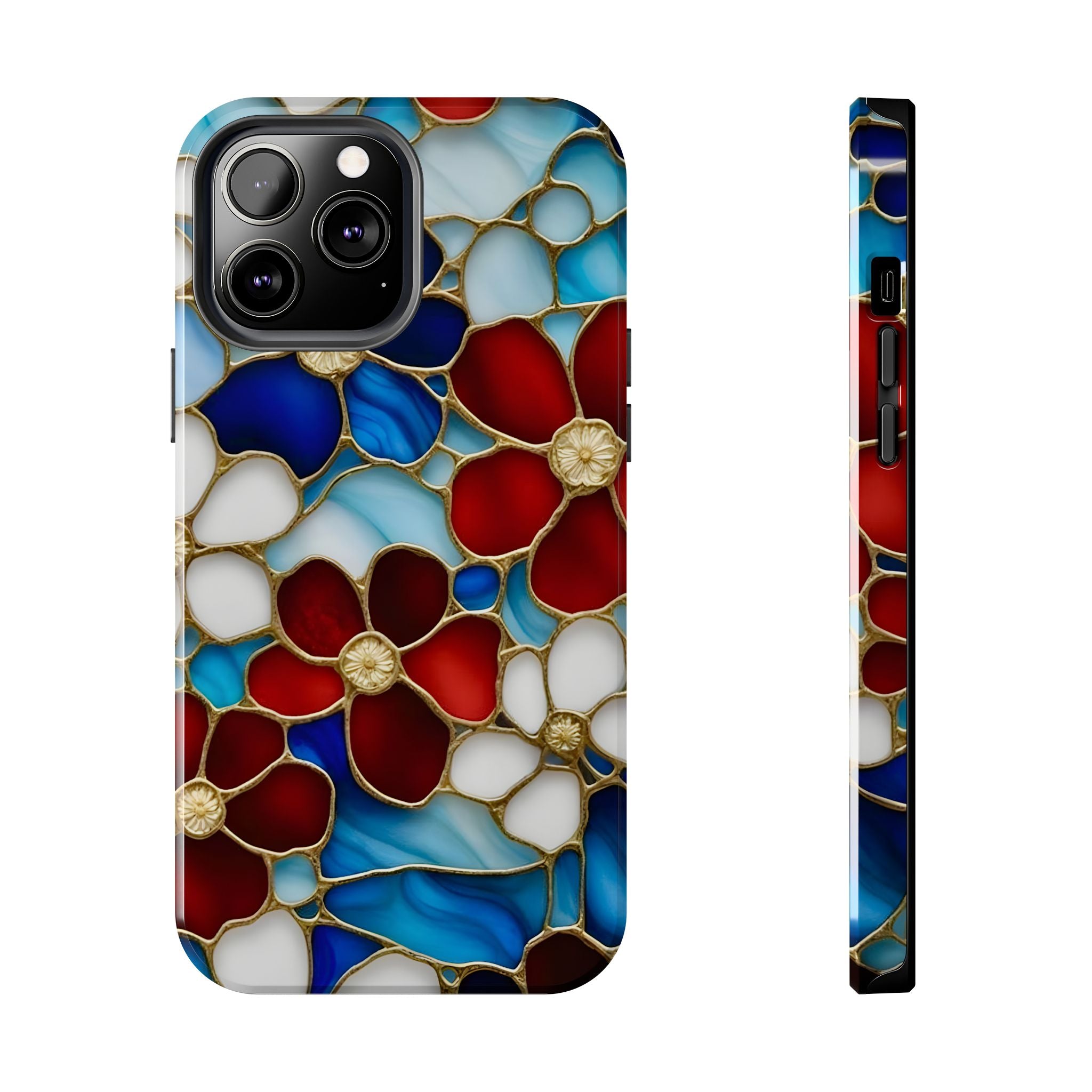 Red Floral Stained Glass Inspired Phone Case for iPhone and Samsung Galaxy Series