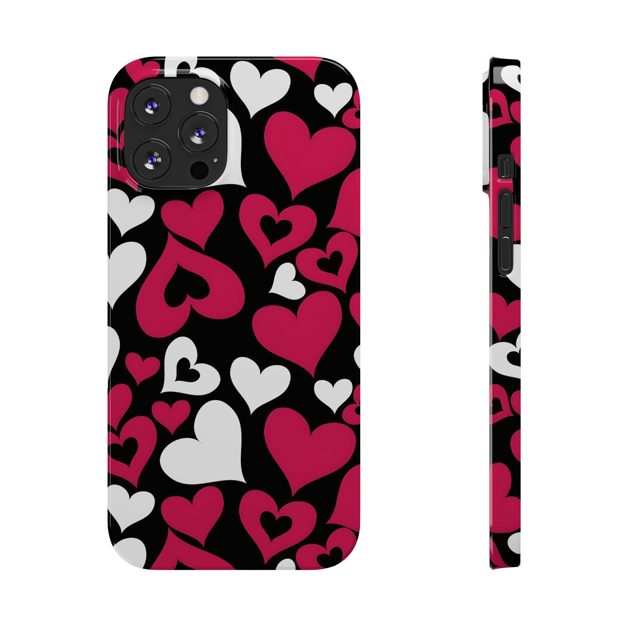 Pink and White Hearts Slim Phone Case for iPhone