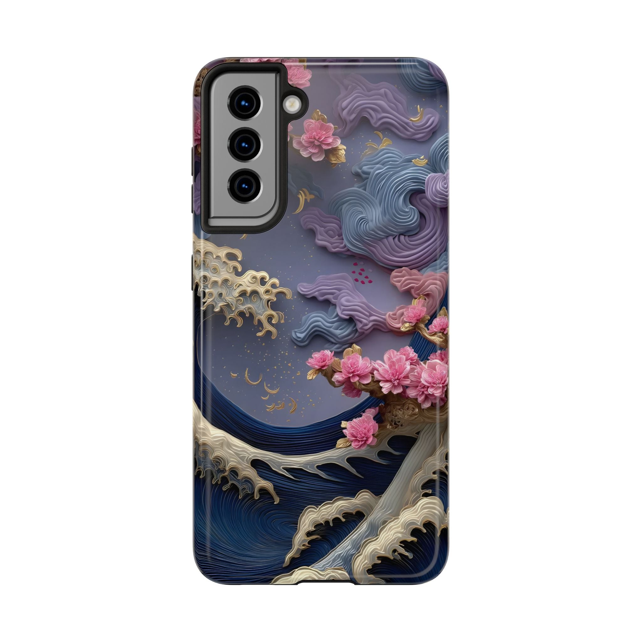 Japanese Waves and Cherry Blossoms Phone Case for iPhone and Samsung Galaxy Series