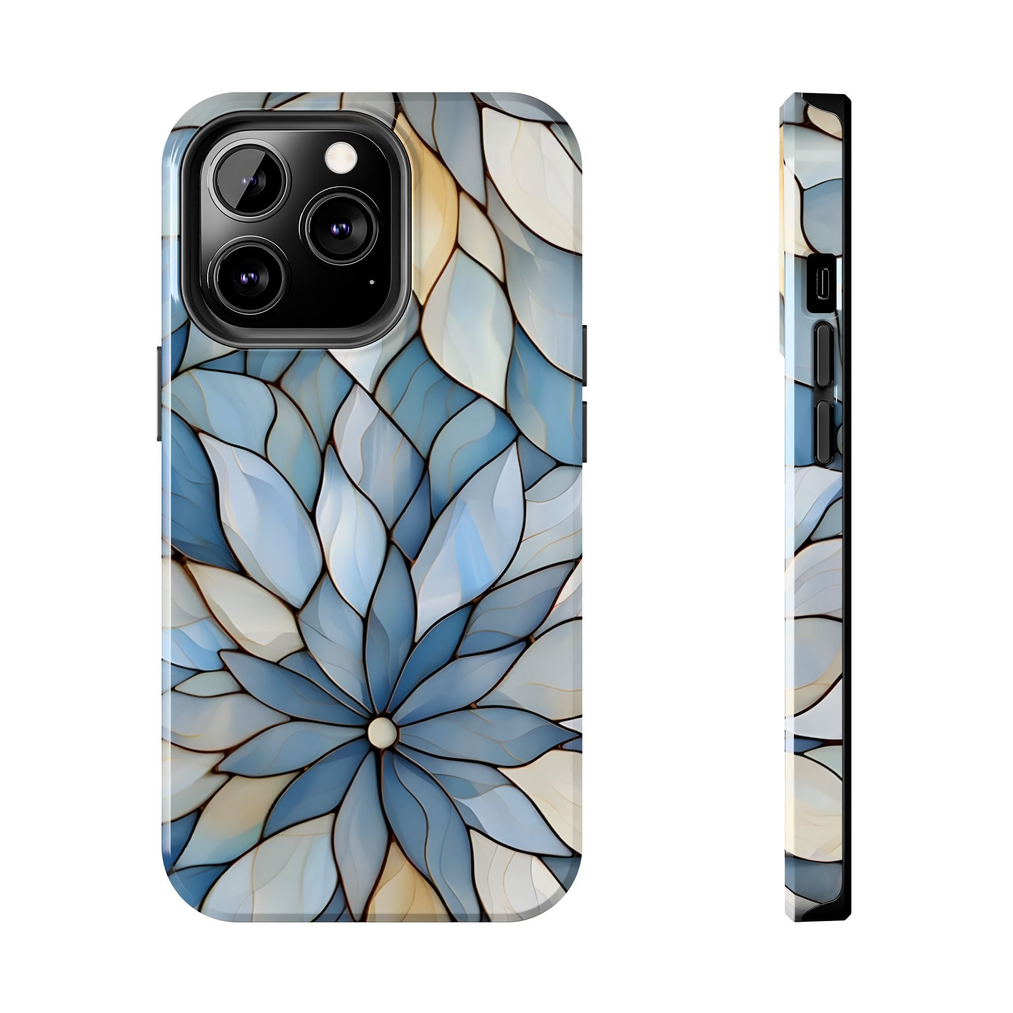 Blue Stained Glass Inspired Phone Case for iPhone and Samsung Galaxy Series
