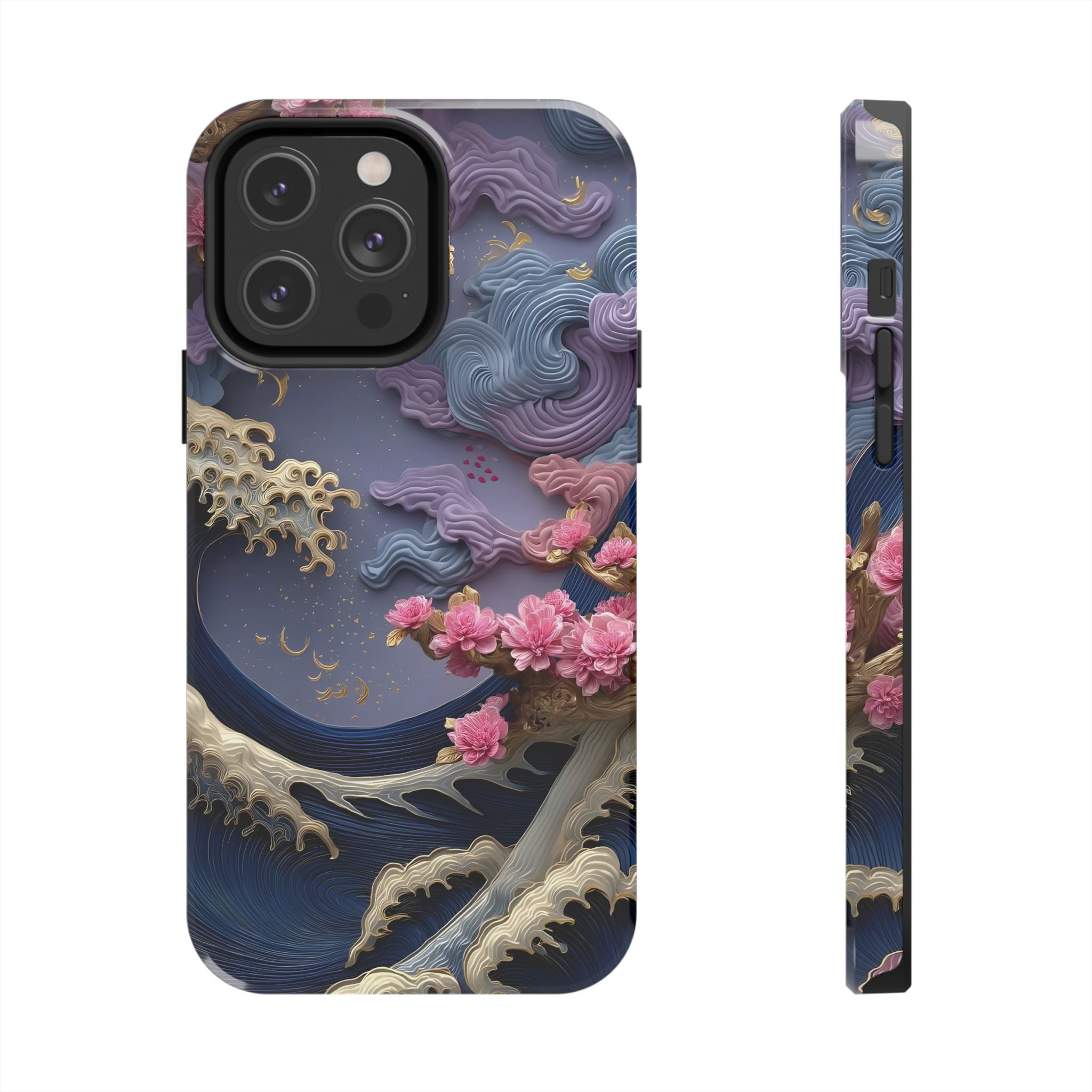 Japanese Waves and Cherry Blossoms Phone Case for iPhone and Samsung Galaxy Series