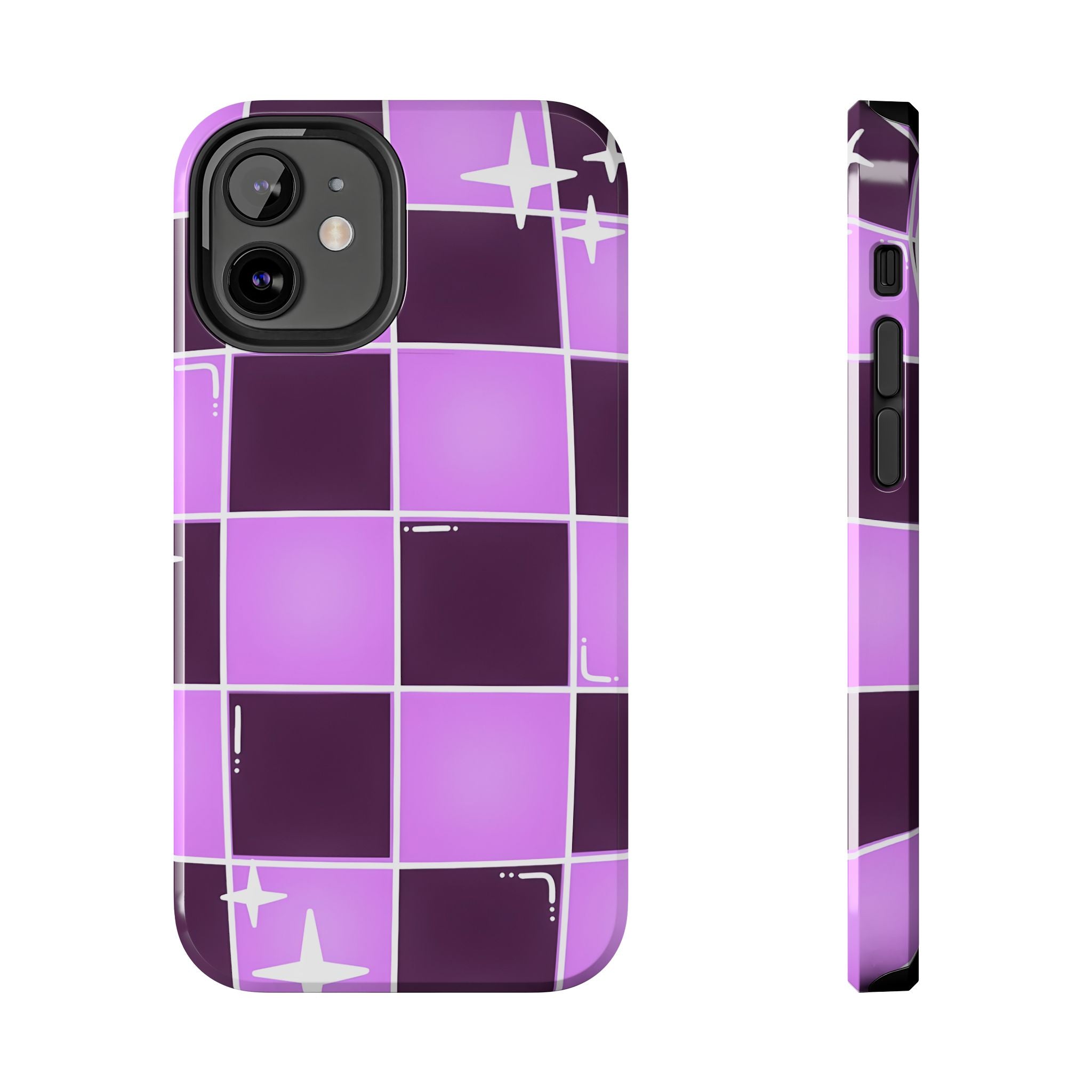 Purple Checkerboard Tough Phone Case for iPhone and Samsung Galaxy Series