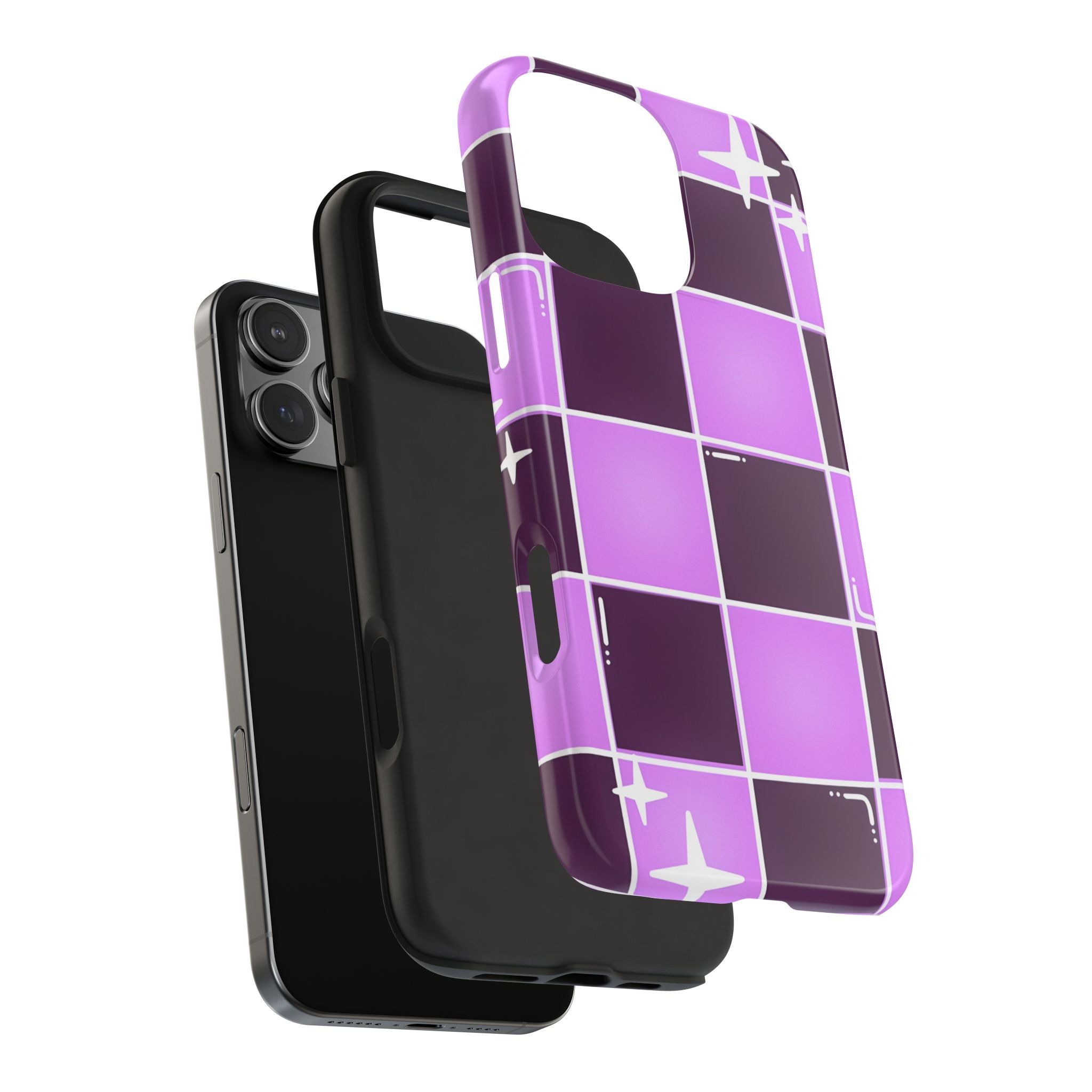 Purple Checkerboard Tough Phone Case for iPhone and Samsung Galaxy Series
