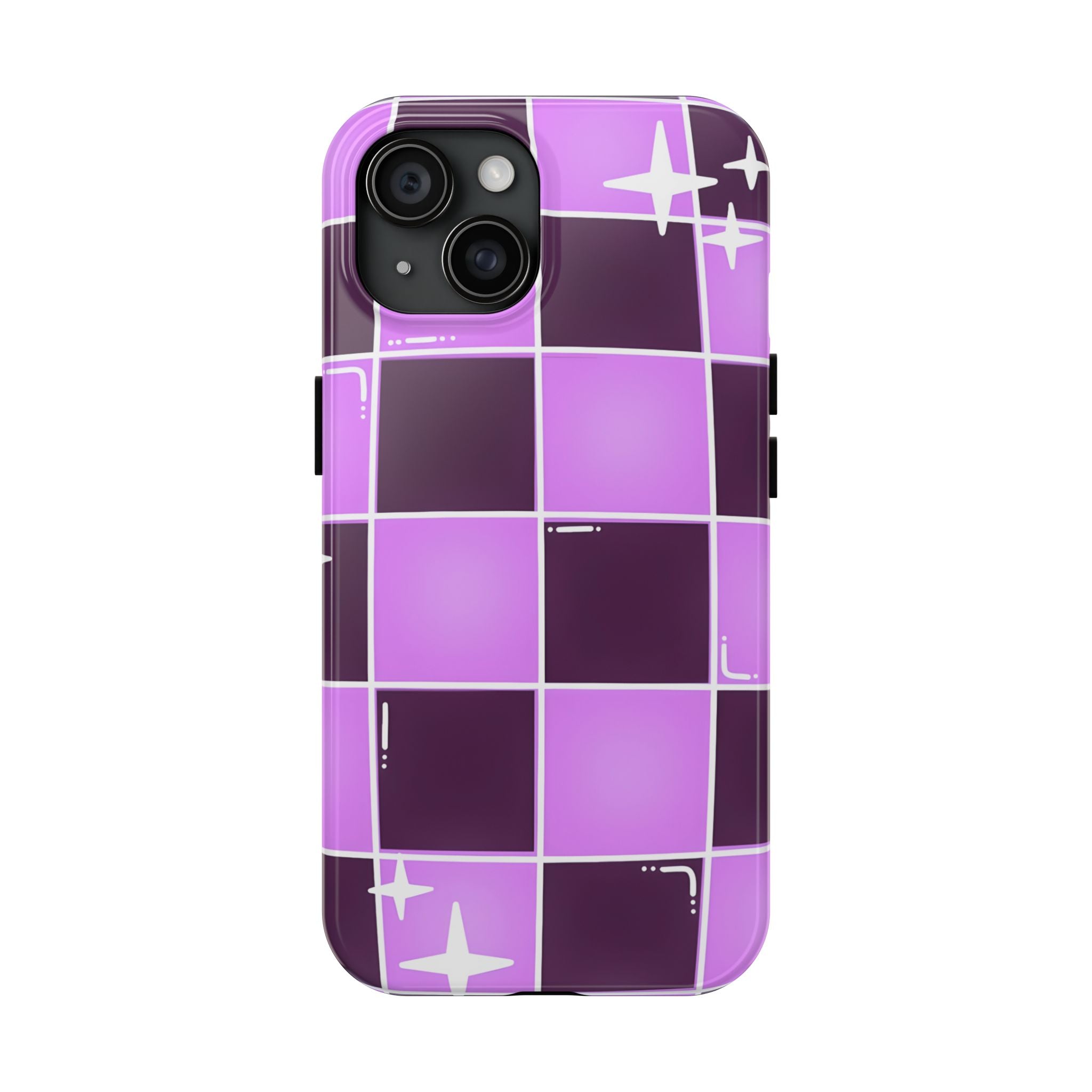 Purple Checkerboard Tough Phone Case for iPhone and Samsung Galaxy Series