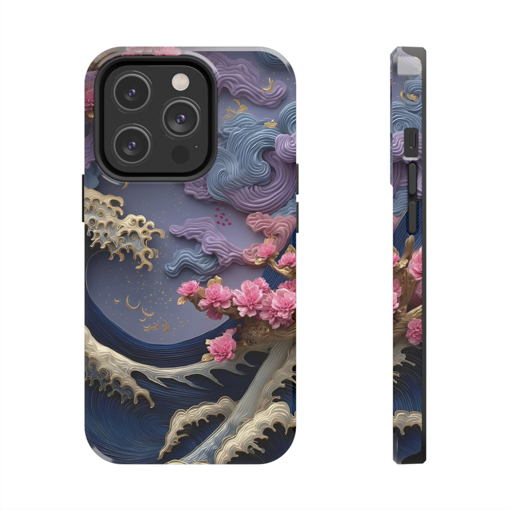 Japanese Waves and Cherry Blossoms Phone Case for iPhone and Samsung Galaxy Series